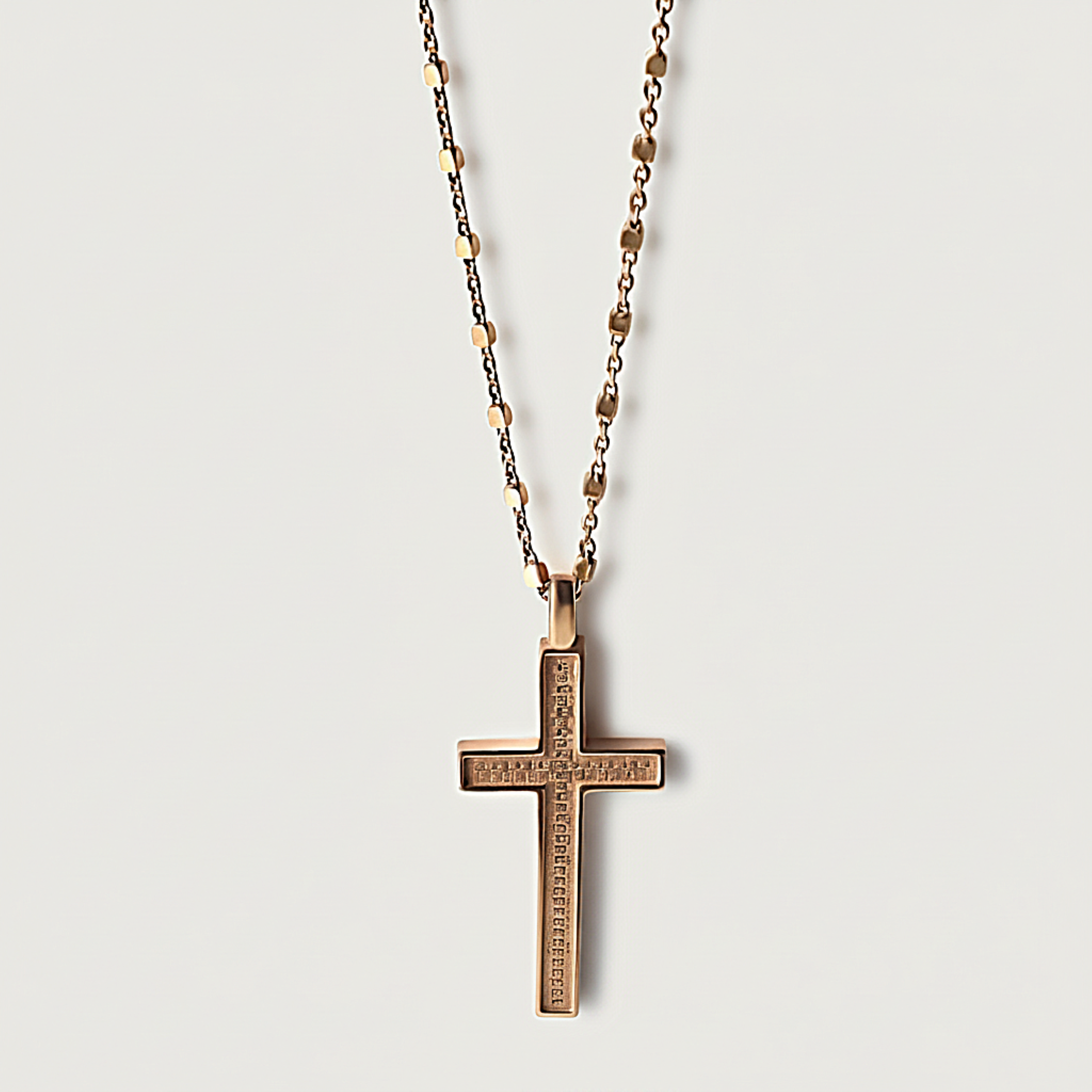 18k rose gold cross pendant necklace with a minimalist design, faith-inspired jewelry for Christian women.