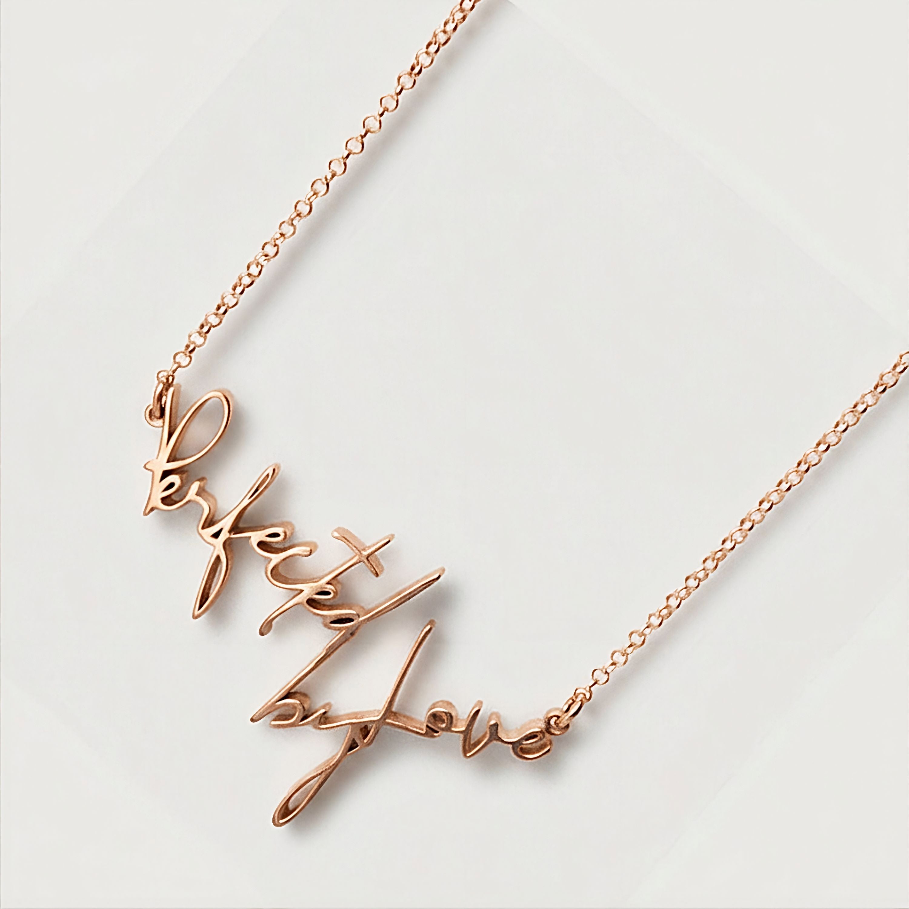 Perfected by Love Rose Gold Affirmation Necklace