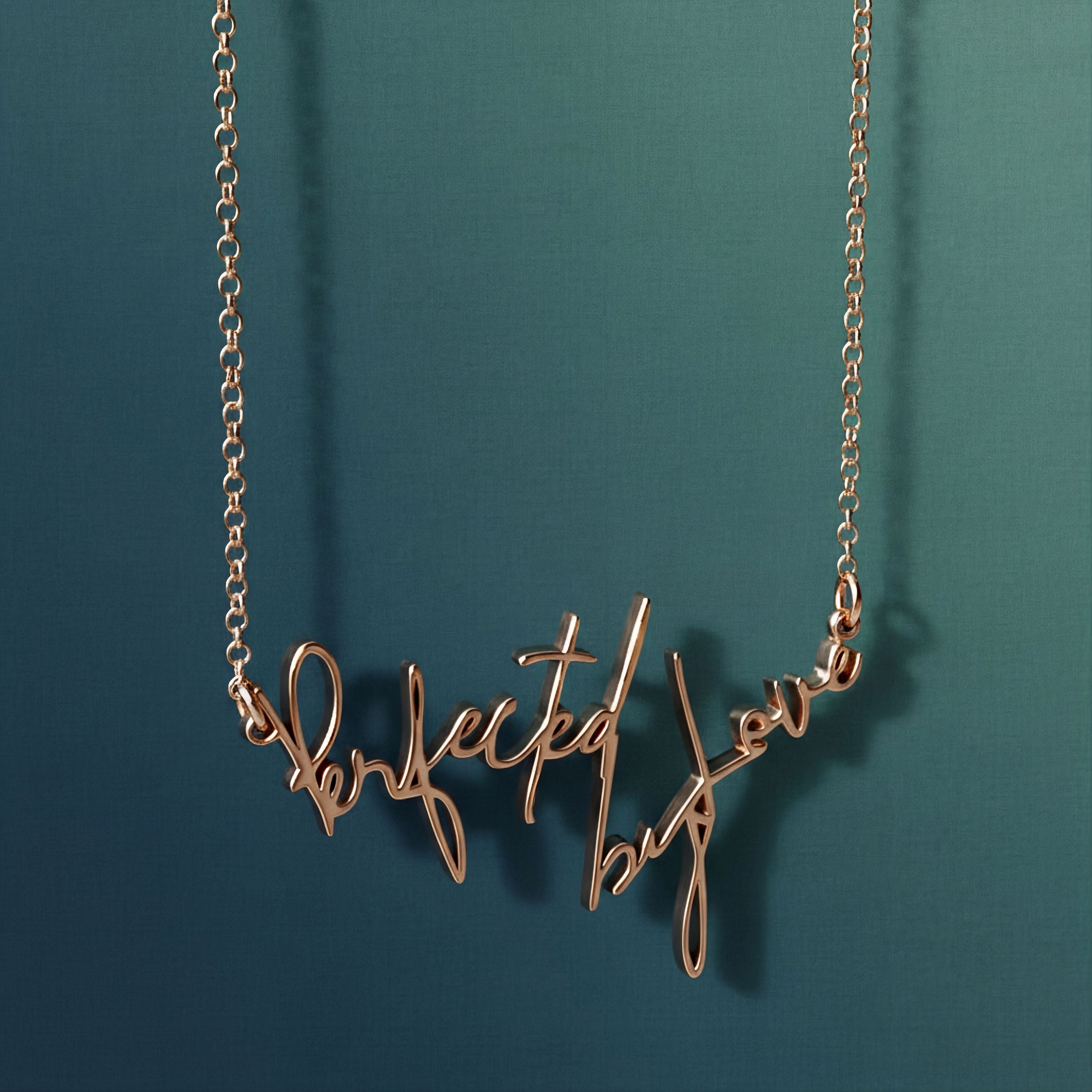 Perfected by Love Rose Gold Affirmation Necklace