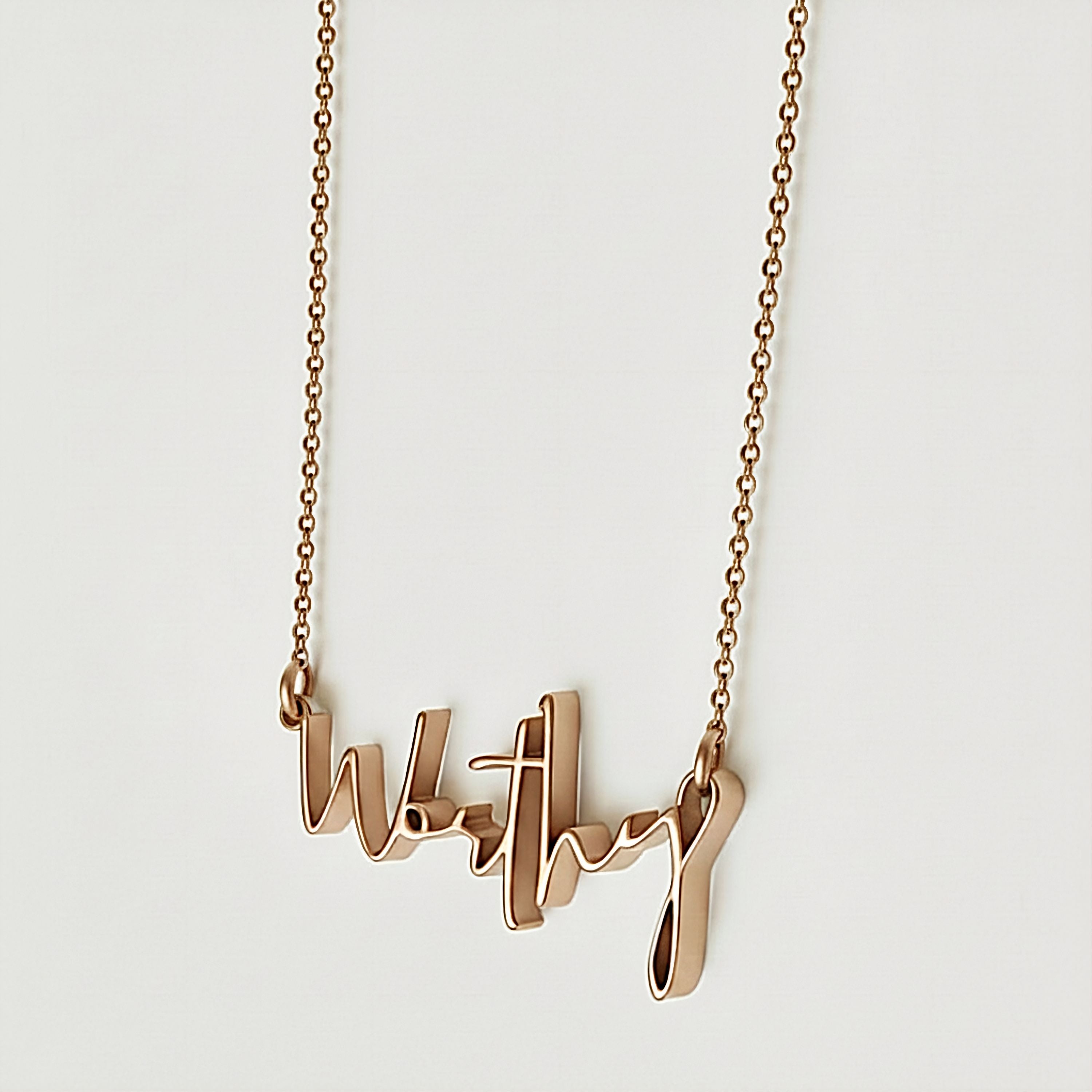 Worthy Rose Gold Affirmation Necklace