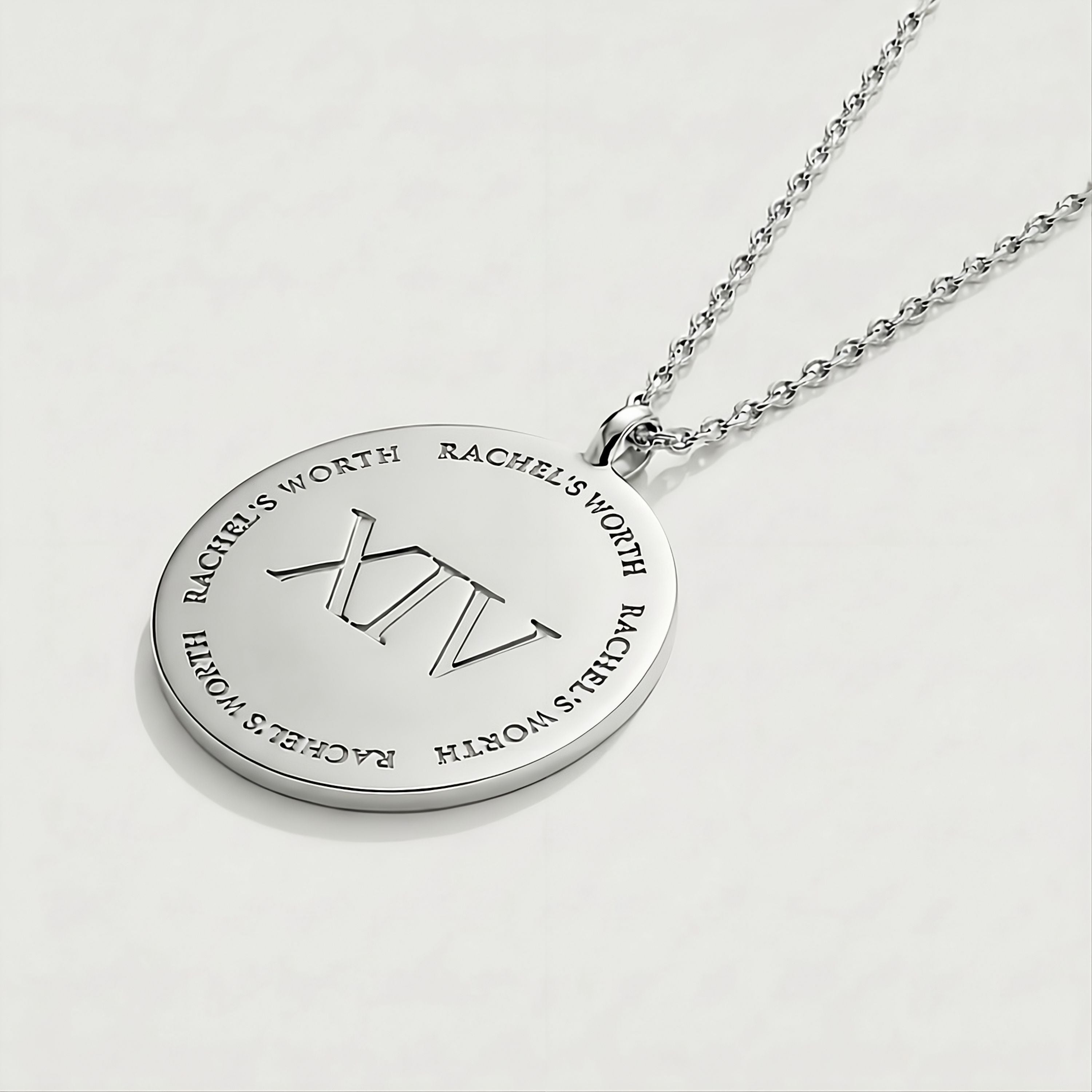 XIV Sterling Silver Coin Necklace