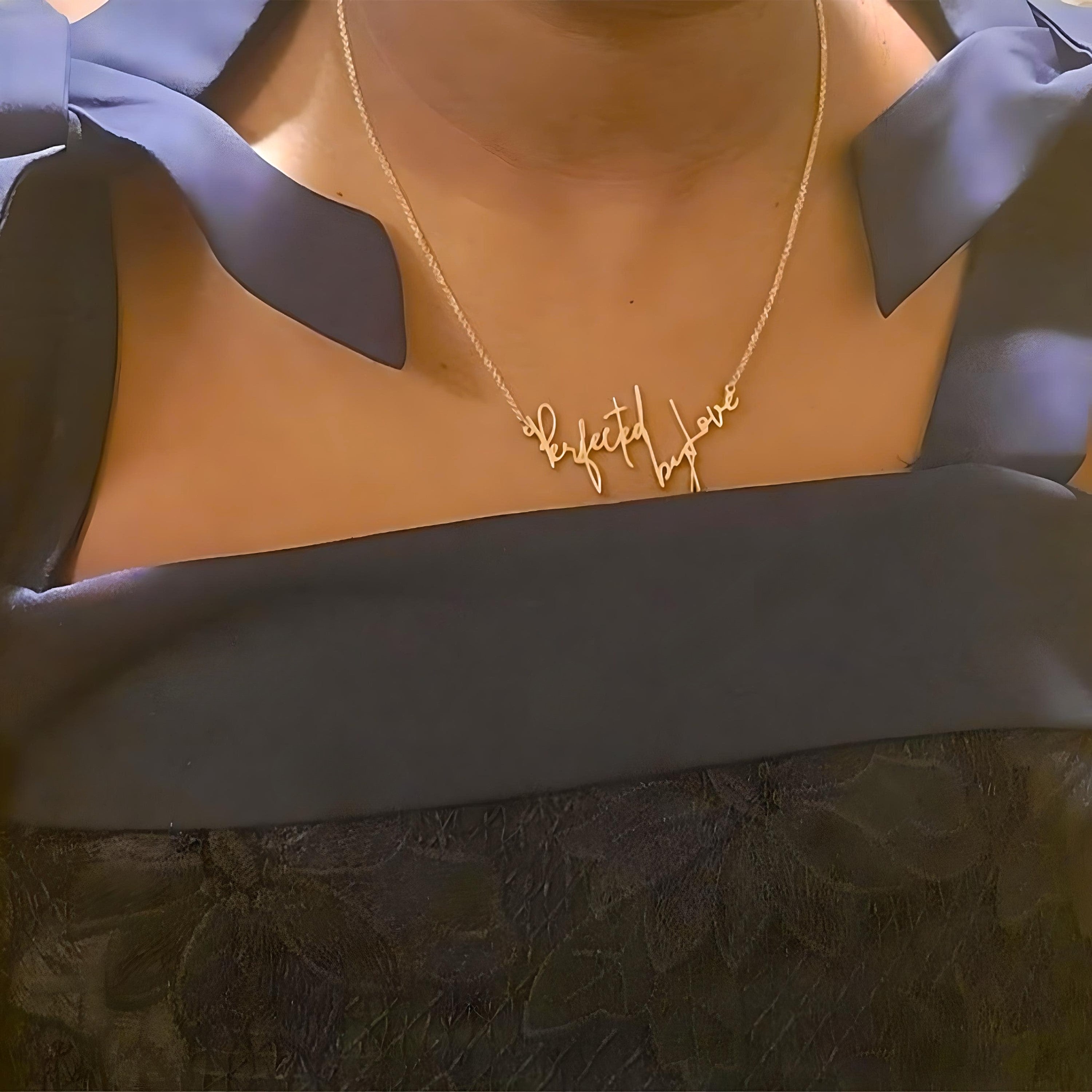 Displayed Rachel's Worth 18K Rose Gold Perfected by Love Affirmation Necklace