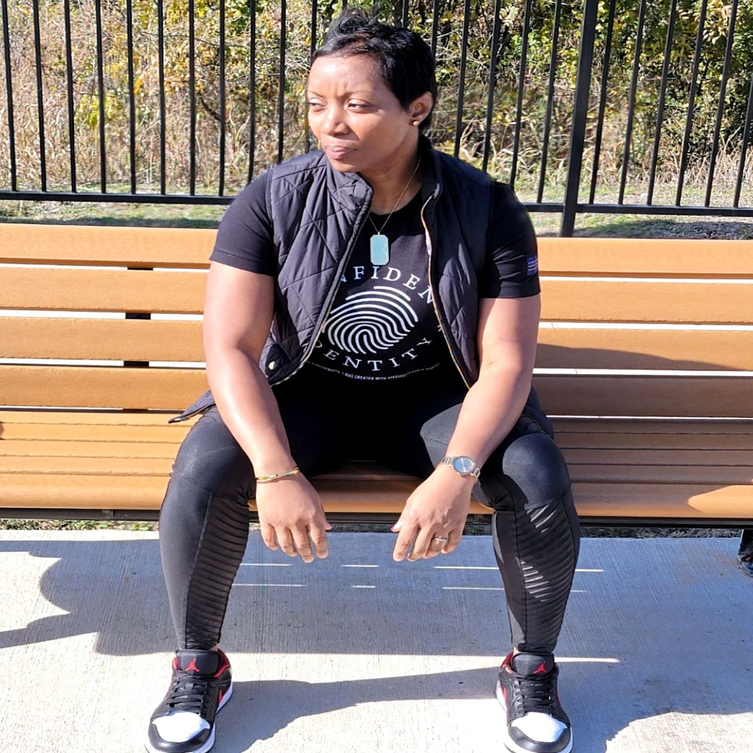 Black Confident Identity Short Sleeve Shirt Model