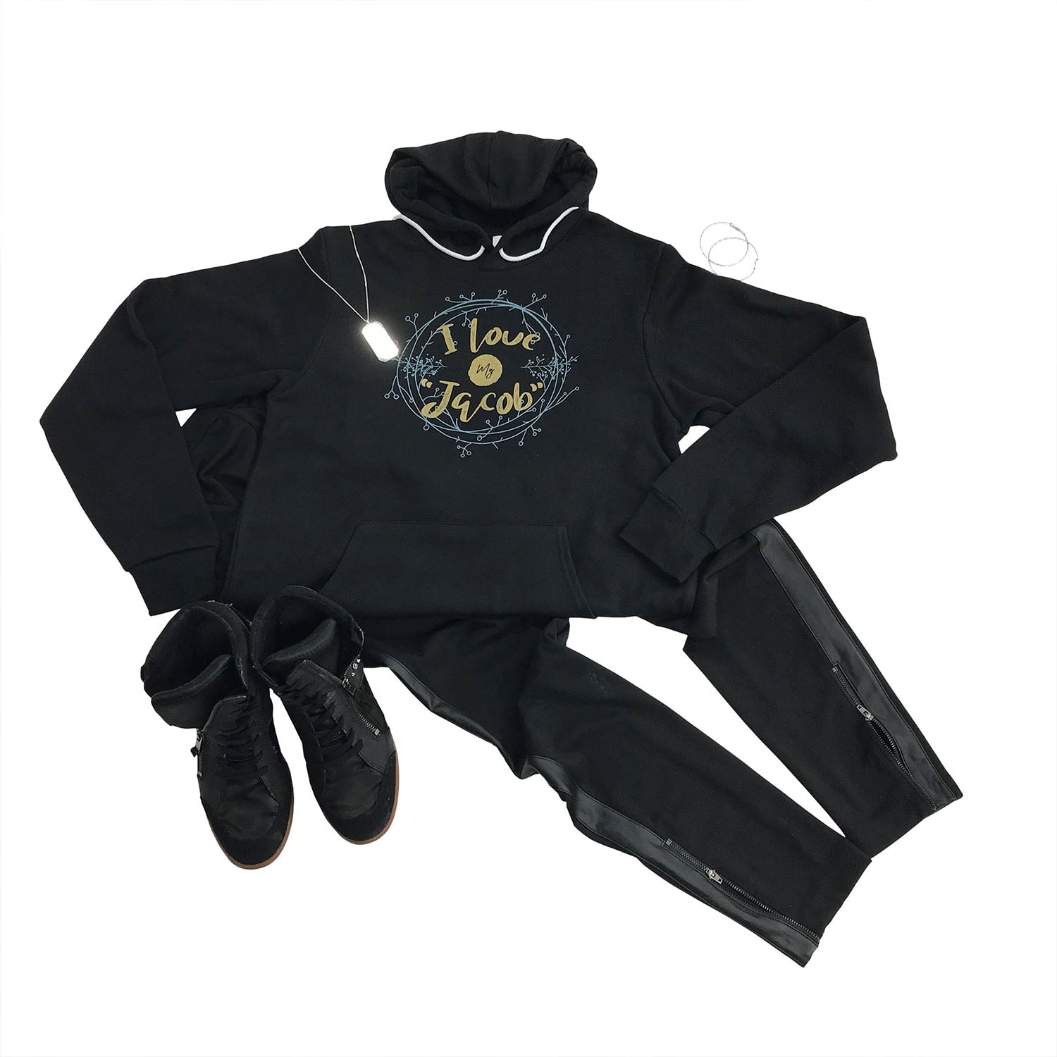 I Love My "Jacob" Reef Black Hoodie Outfit