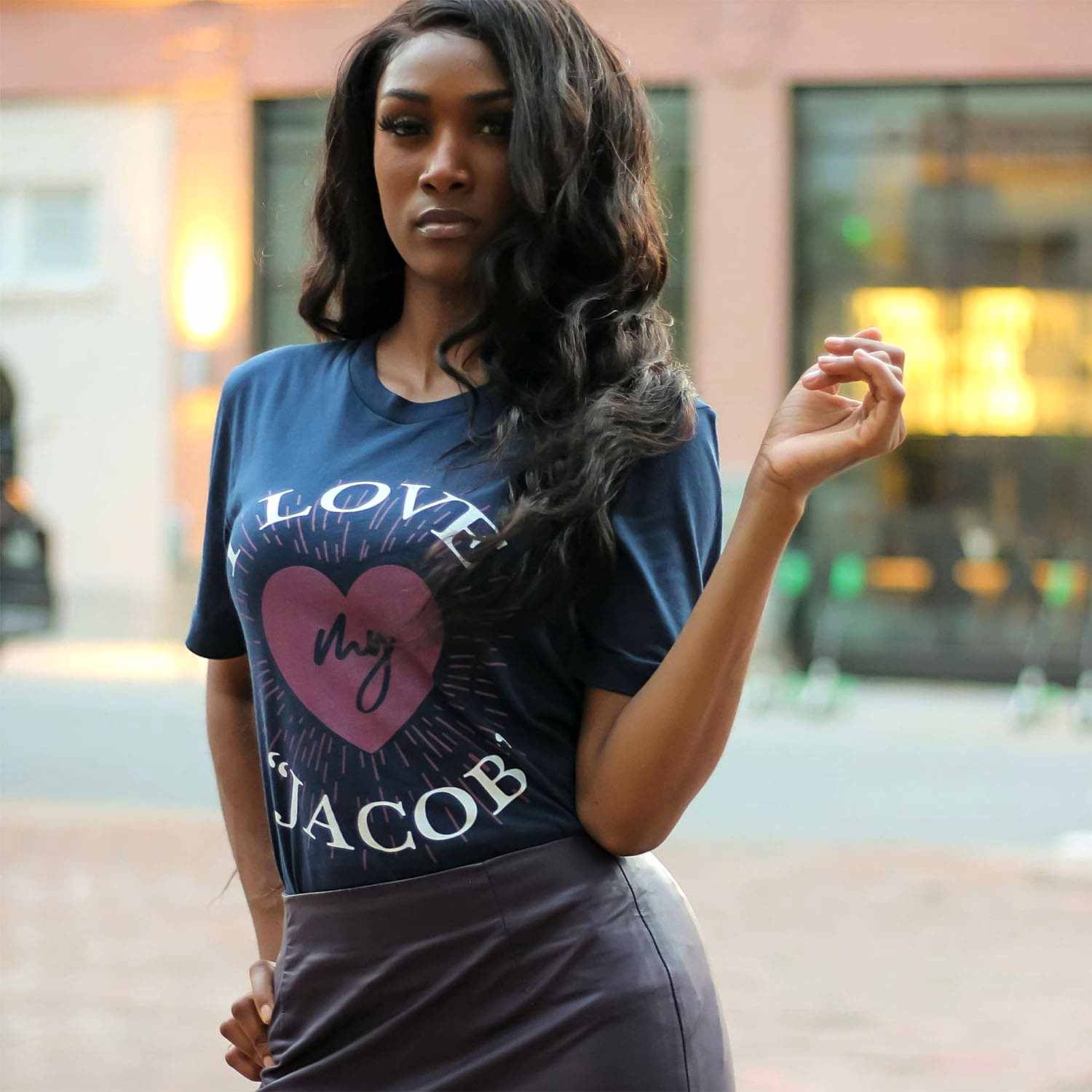 I Love My "Jacob" Sparks Navy Short Sleeve Tee Style