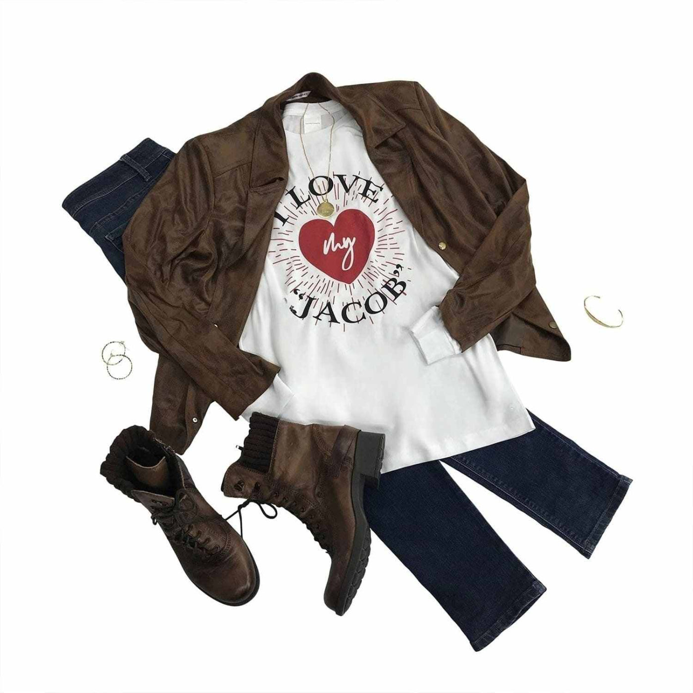 I Love My Jacob Sparks White Long Sleeve Tee
