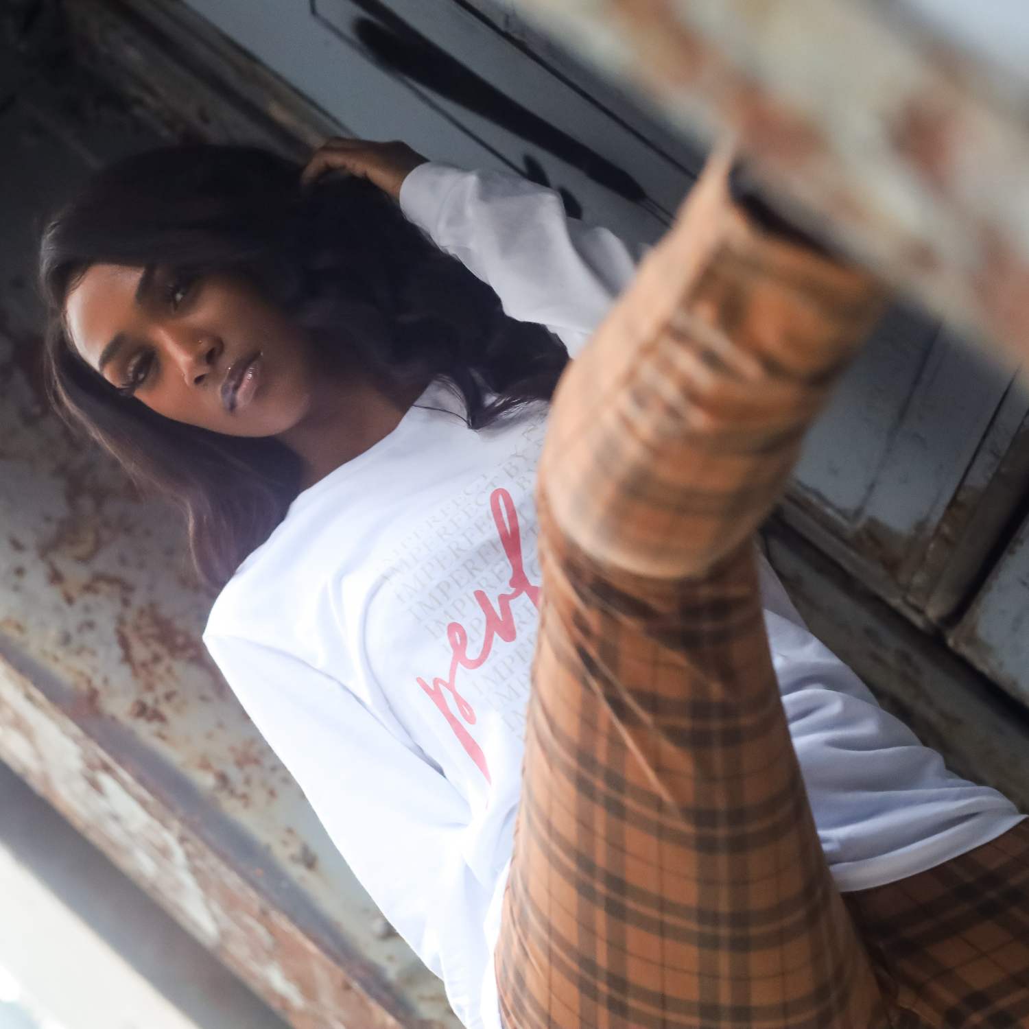 Model White Long Sleeve Perfected by Love Wave Shirt