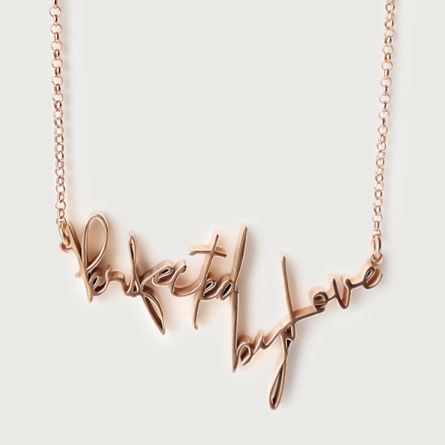 Rachel's Worth 18K Rose Gold Perfected by Love Affirmation Necklace