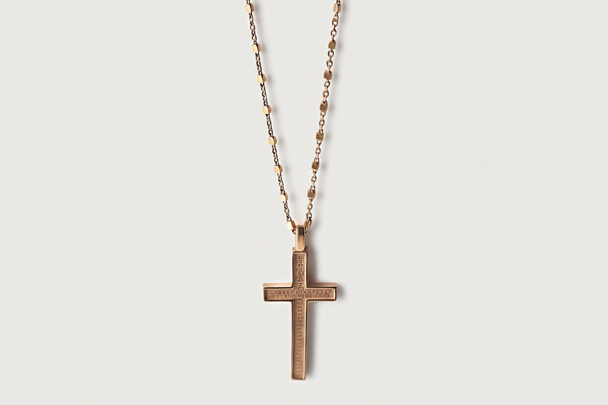 Minimalist 18K Rose Gold Cross Necklace - Shop Rachel's Worth