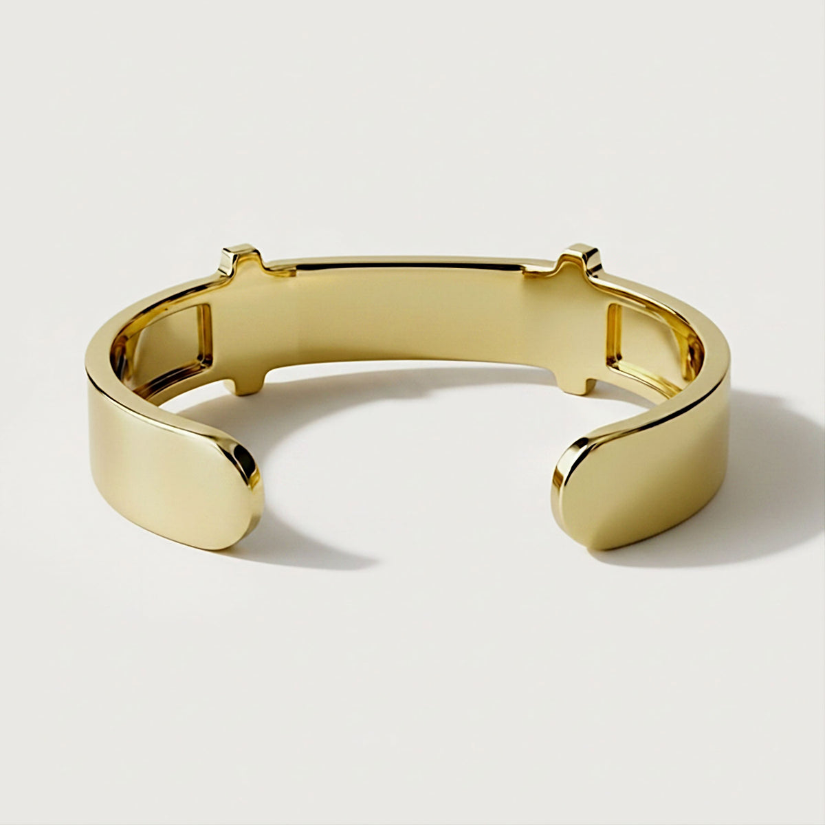Close-up of the Rachel's Worth Confident Identity 14K Gold Cuff Bracelet highlighting its refined design and polished finish.