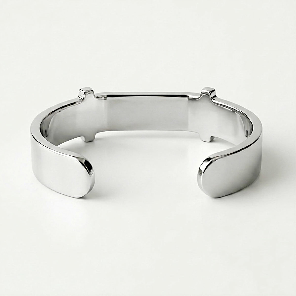 Interior view of the Rachel's Worth Sterling Silver Cuff Bracelet showing its smooth polished construction.