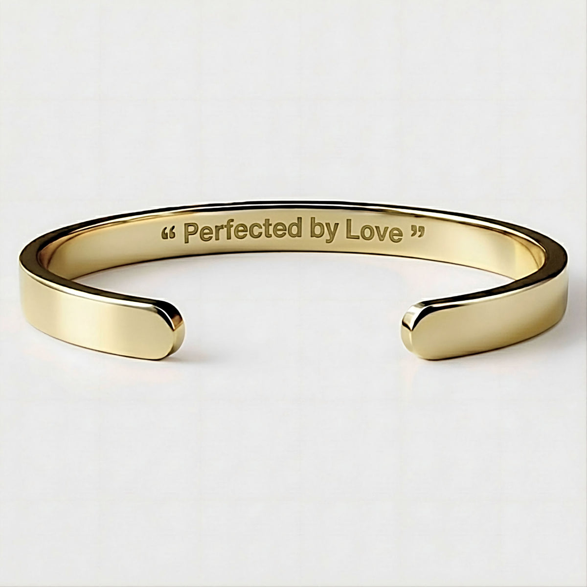 Interior view of the Rachel's Worth Lineage Solid 14K Gold Cuff Bracelet showing its smooth polished construction.