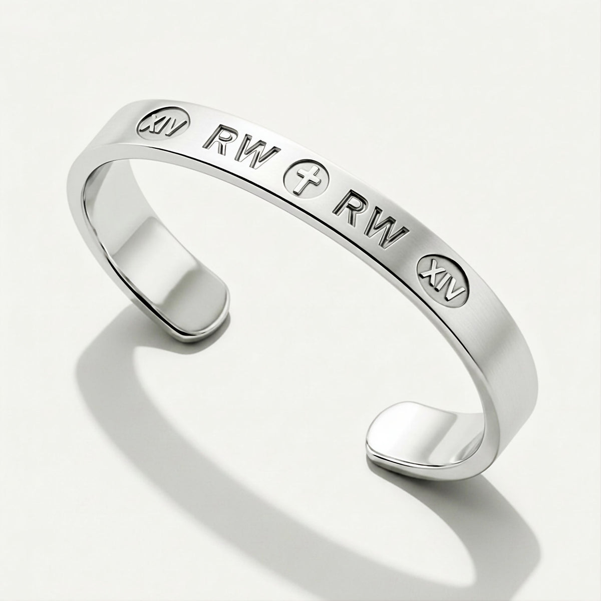 Detailed view of the .925 sterling silver craftsmanship on the Rachel's Worth Lineage Cuff Bracelet.