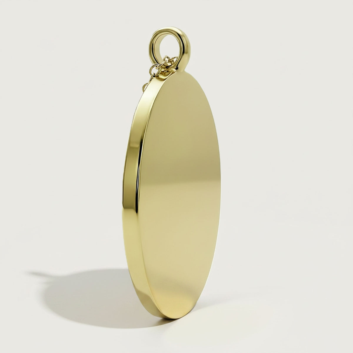 Back view of the Rachel's Worth XIV Yellow Gold Vermeil Coin Pendant Necklace showing the pendant construction.