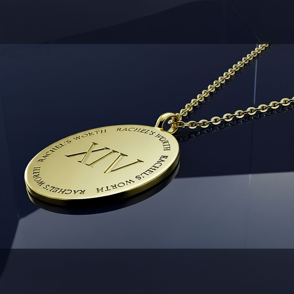 Detailed view of the Rachel's Worth XIV Necklace highlighting yellow gold vermeil craftsmanship and refined finishing.