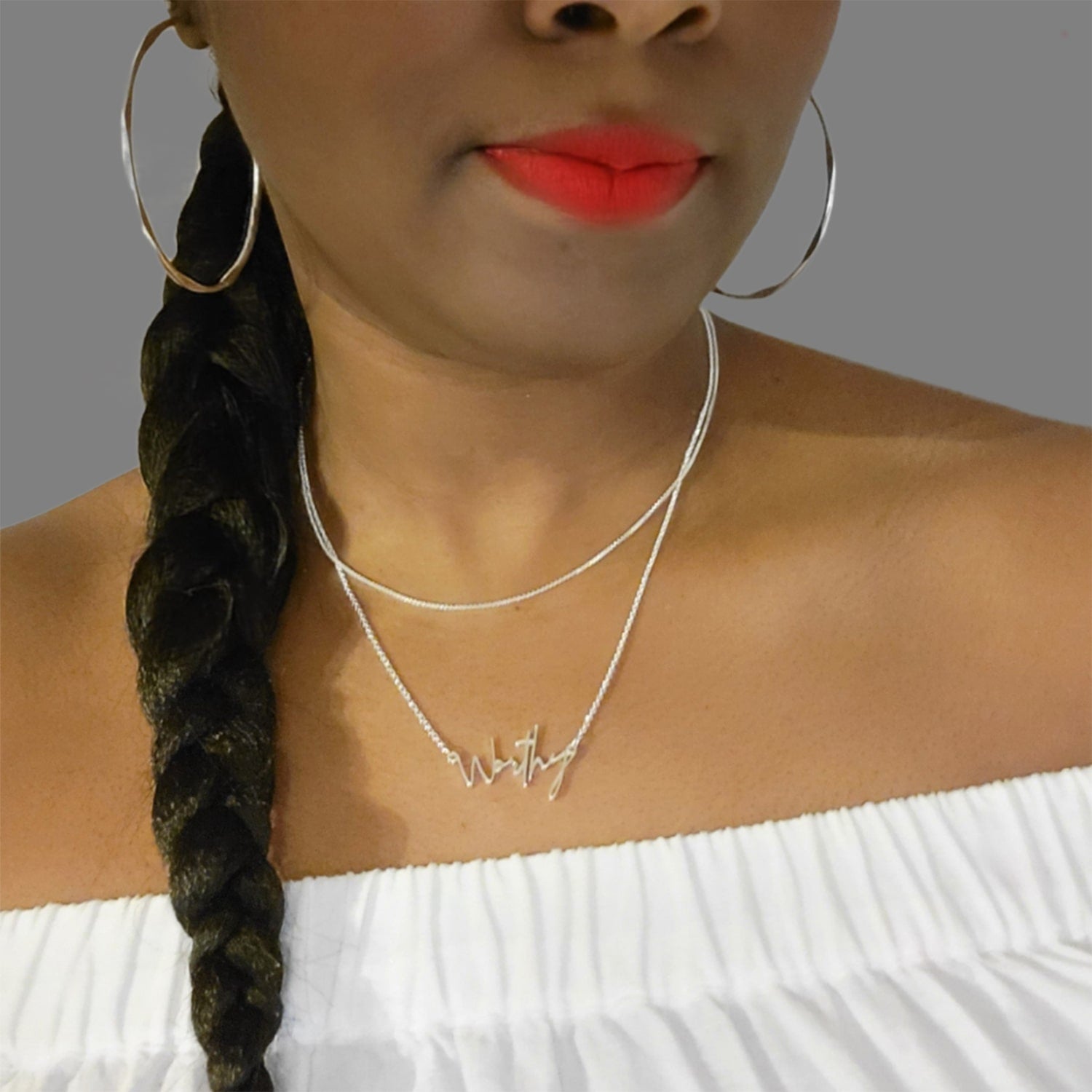 Sterling Silver Worthy Affirmation Necklace