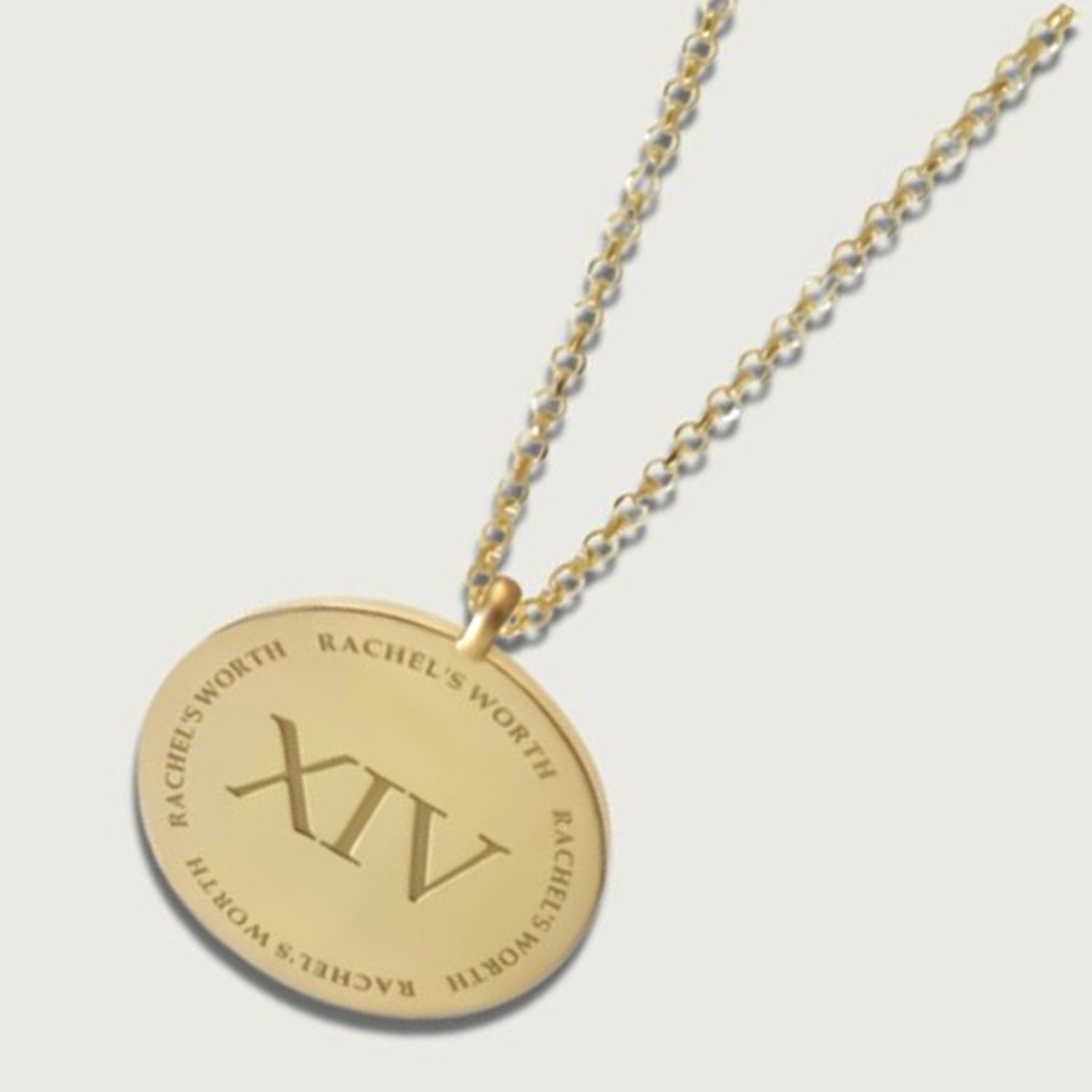 Rachel's Worth 14K Yellow Gold RW XIV Coin Necklace 