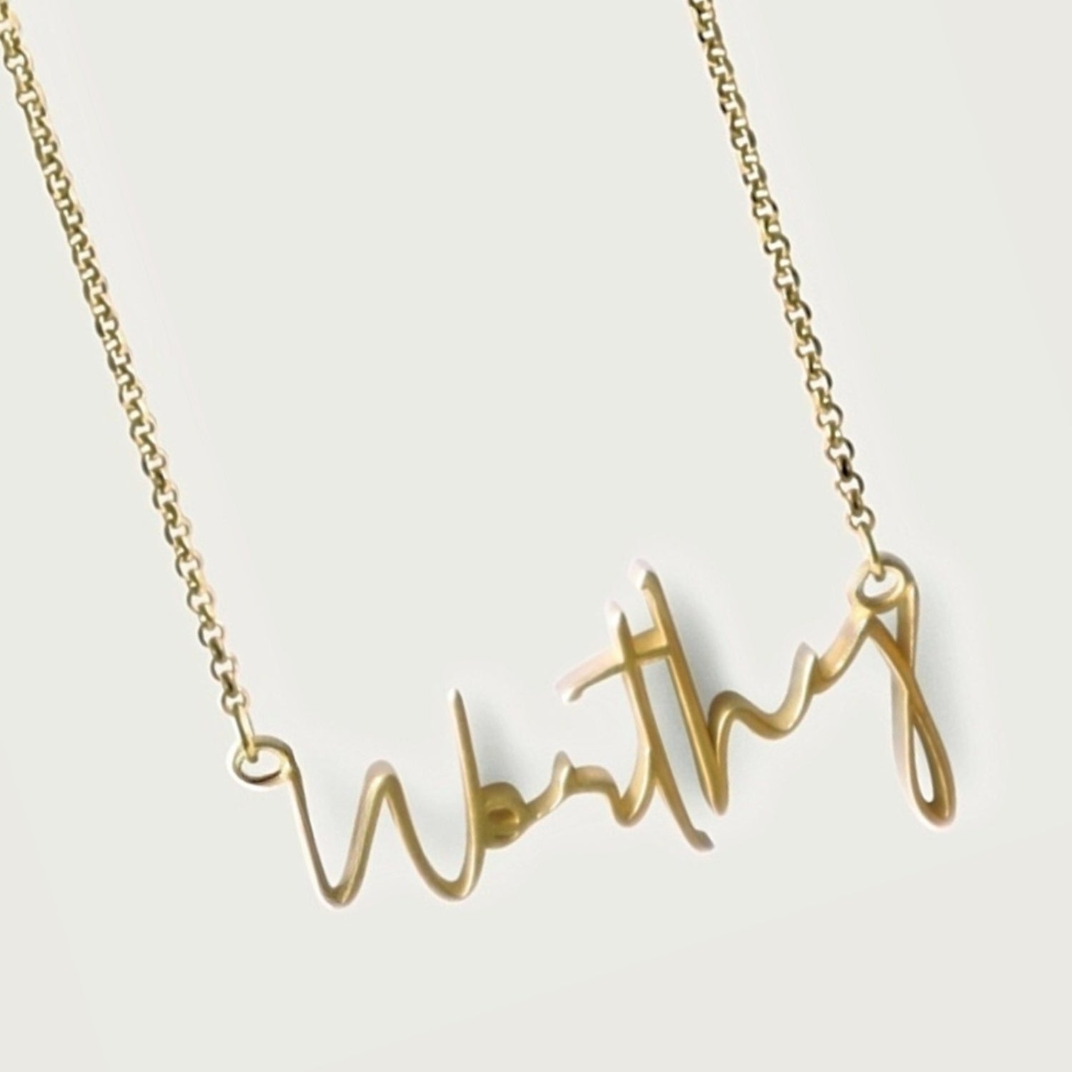 18K Yellow Gold Rachel's Worth Worthy Affirmation Necklace