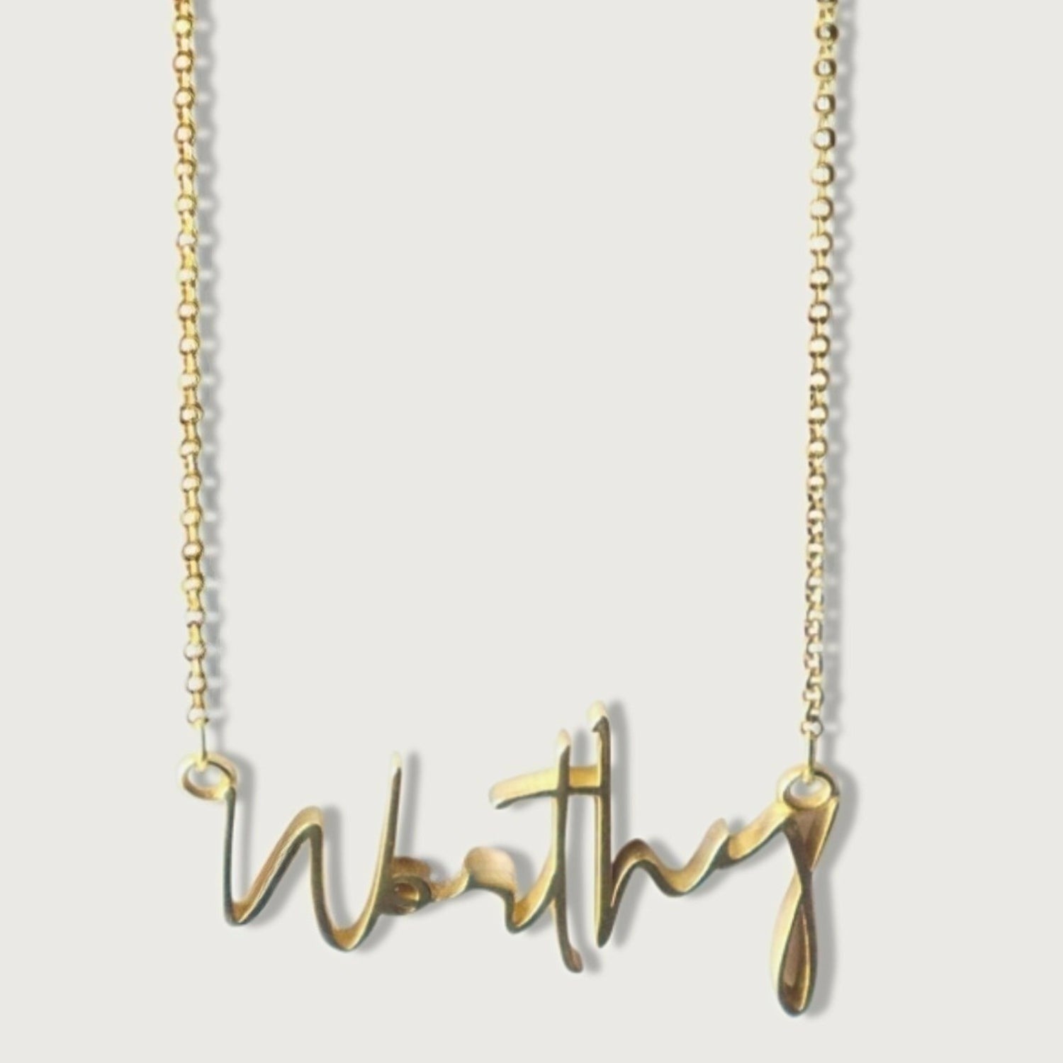 18K Yellow Gold Worthy Affirmation Rachel's Worth Necklace