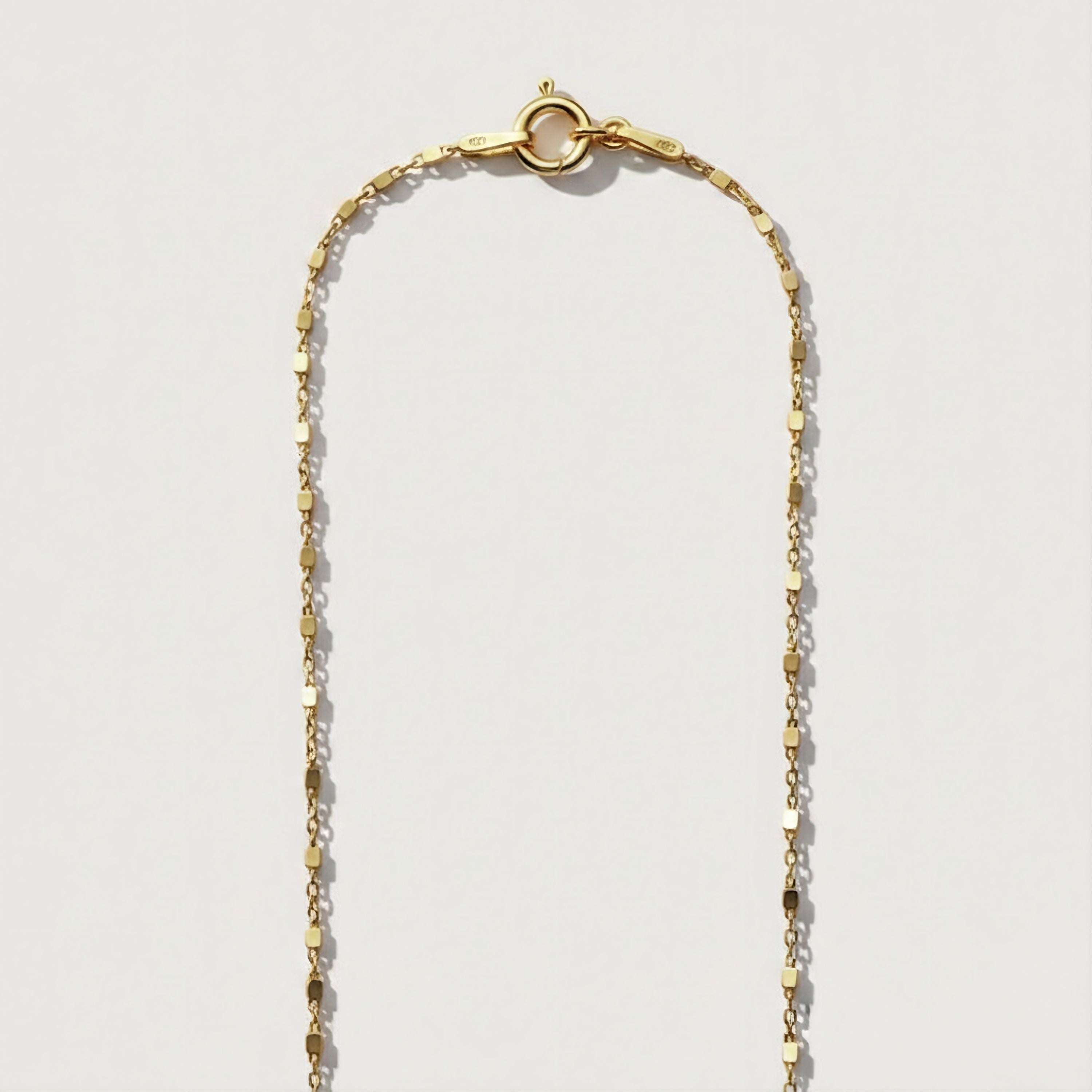 18k gold cross necklace chain detail with lobster clasp, faith-inspired Christian jewelry from Rachel's Worth.