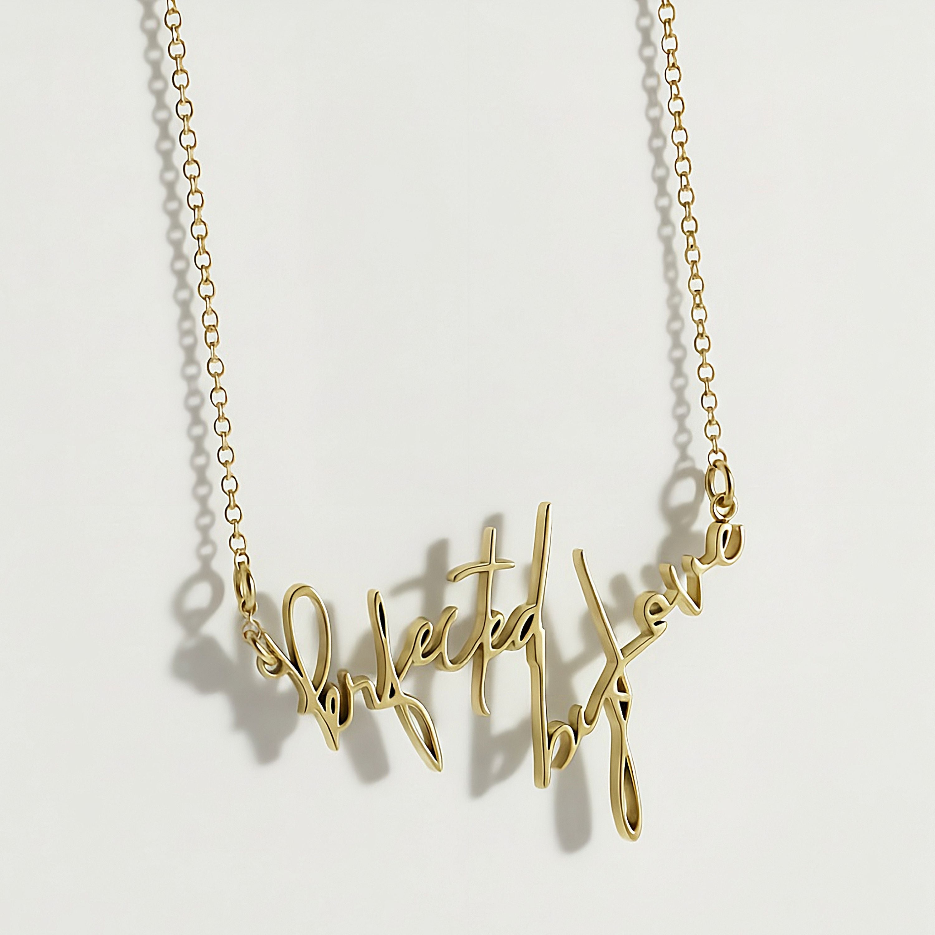 Perfected by Love Gold Affirmation Necklace