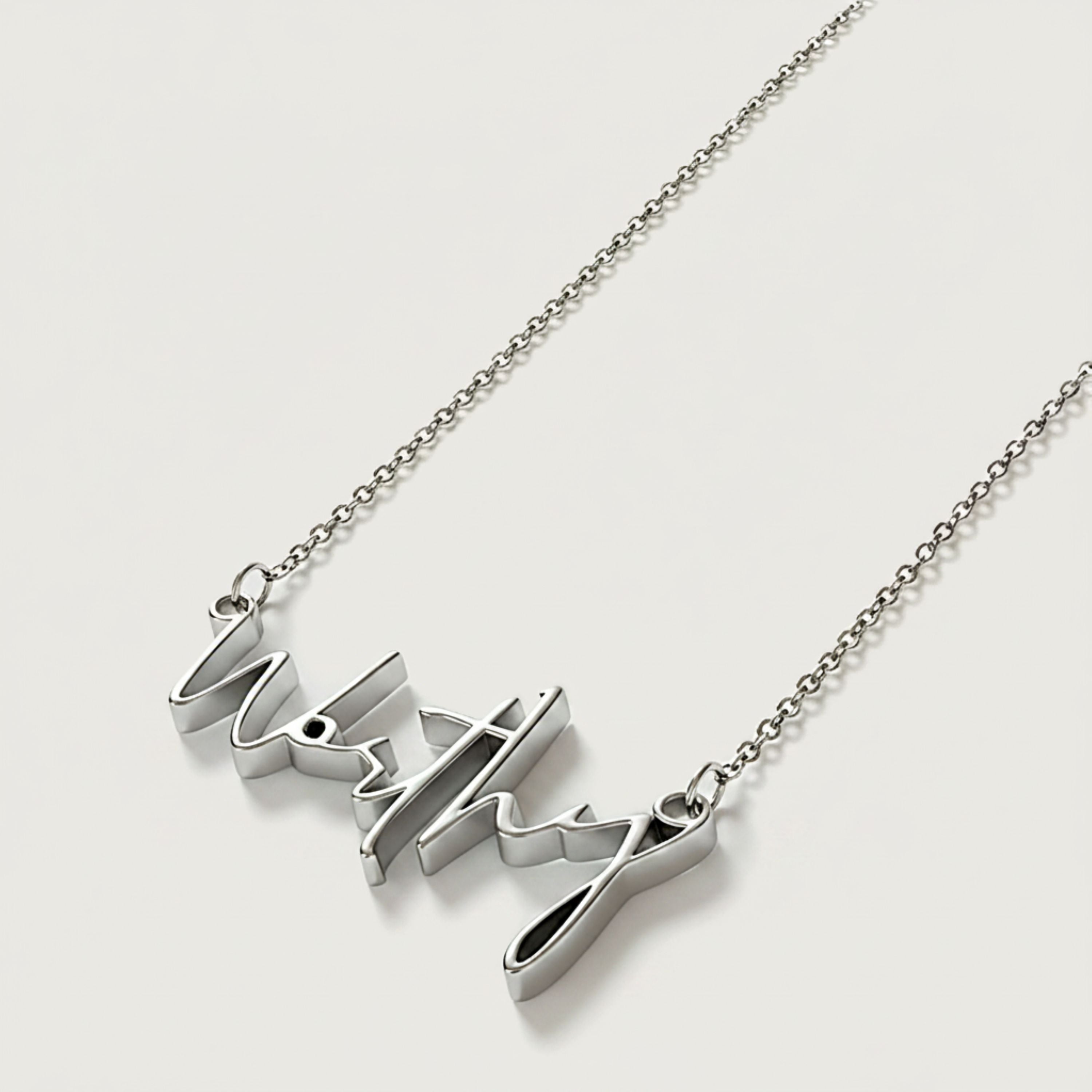 Worthy Sterling Silver Affirmation Necklace