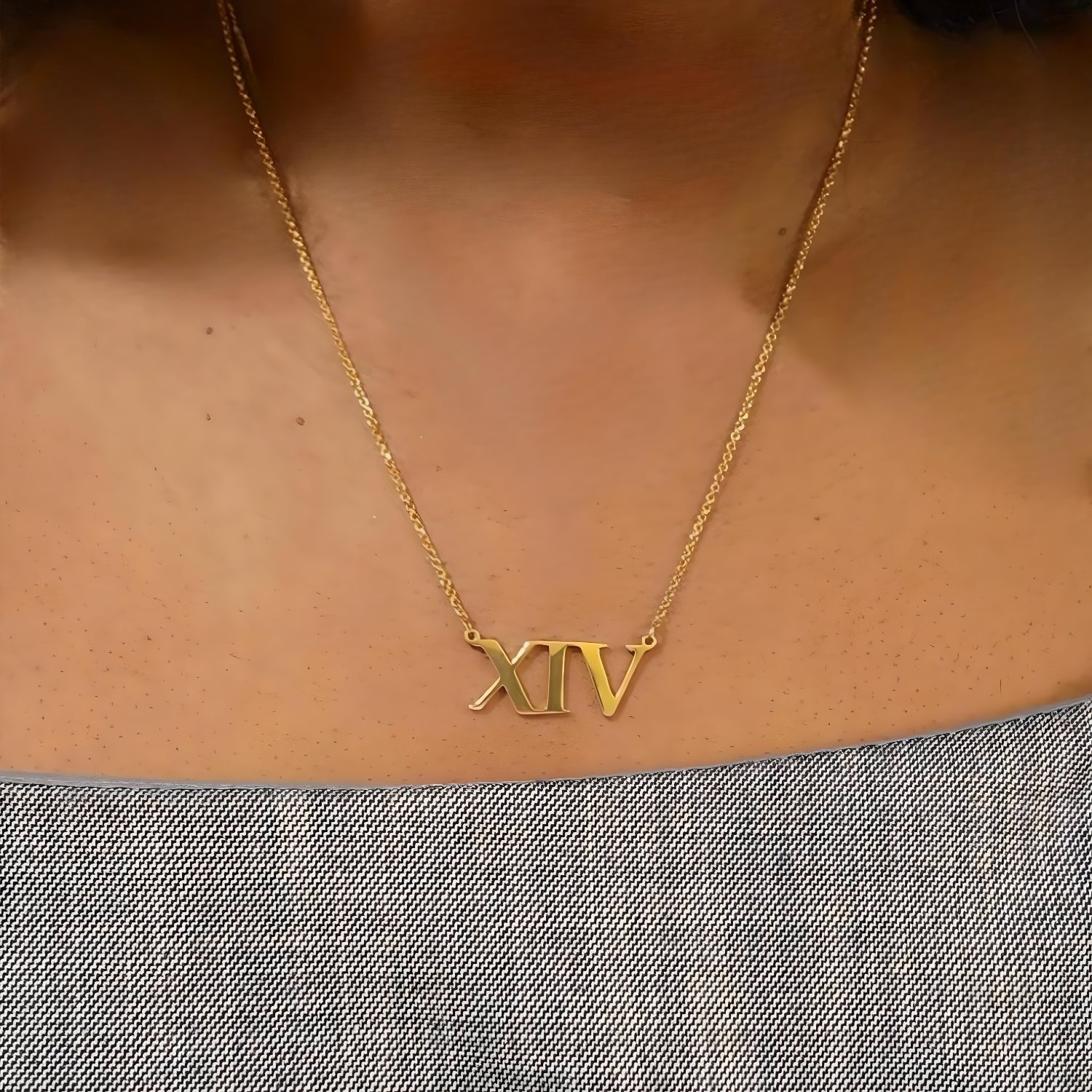 Modeled 18K Yellow Gold XIV Affirmation Rachels Worth Necklace