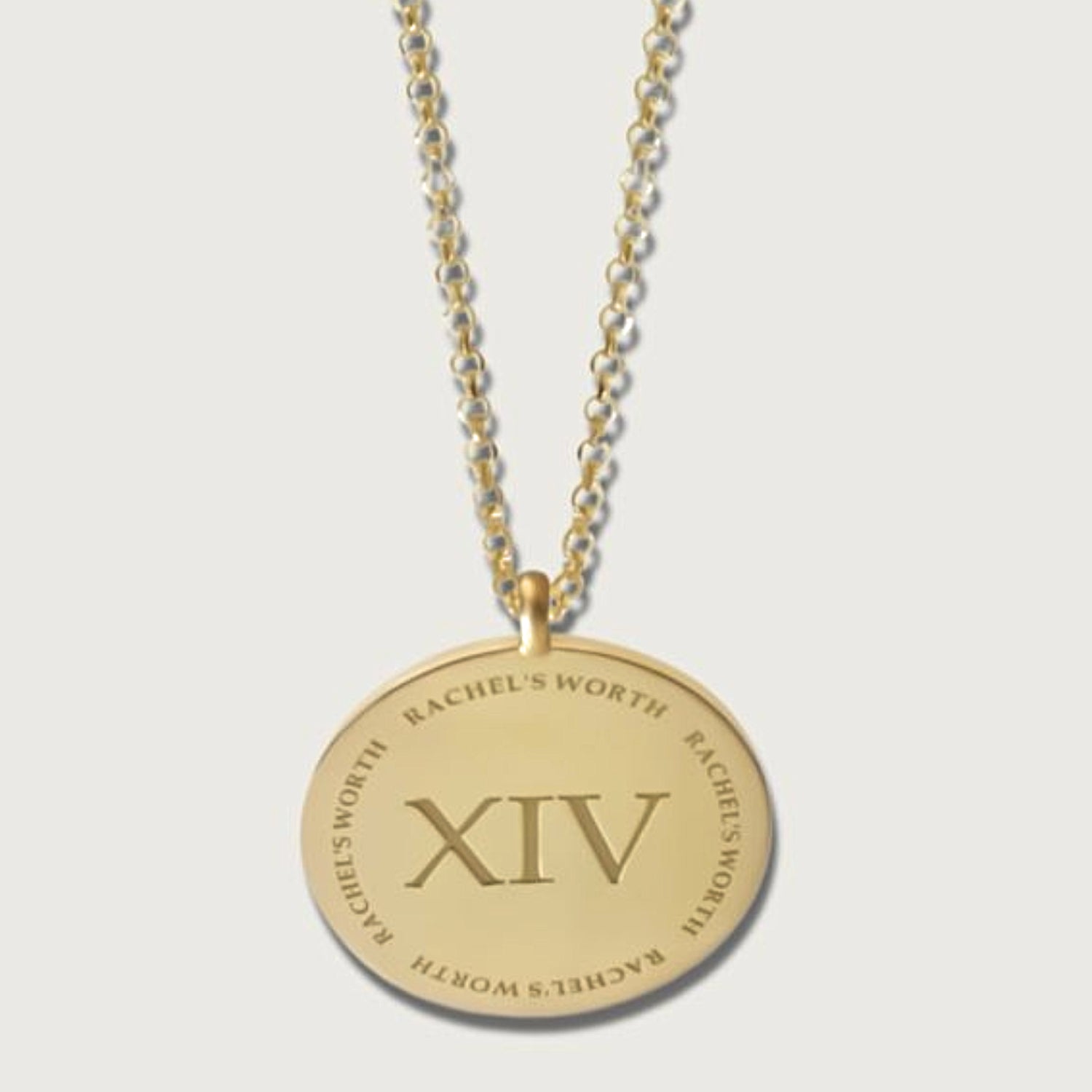 14K Yellow Gold RW XIV Coin Necklace by Rachel's Worth