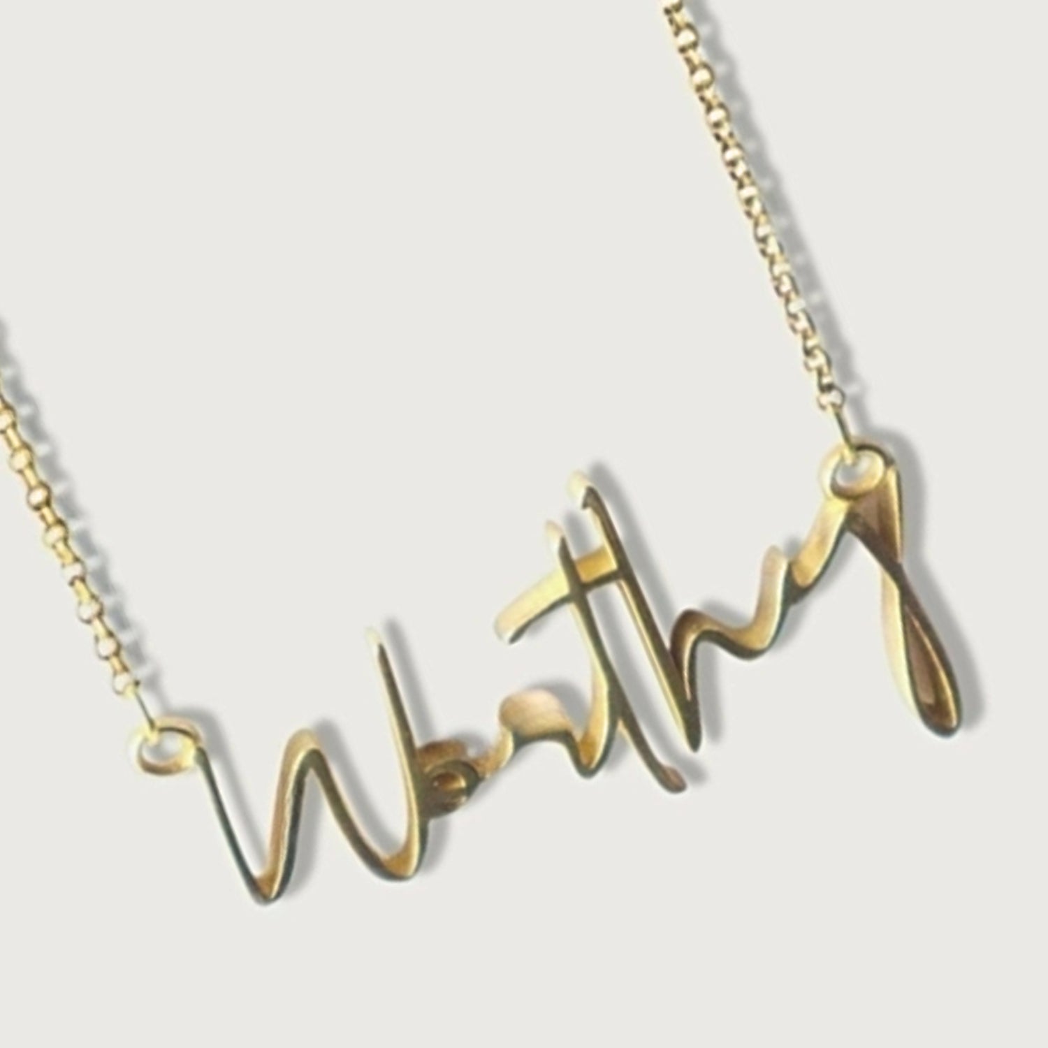 Rachel's Worth 18K Yellow Gold Worthy Affirmation Rachels Worth Necklace