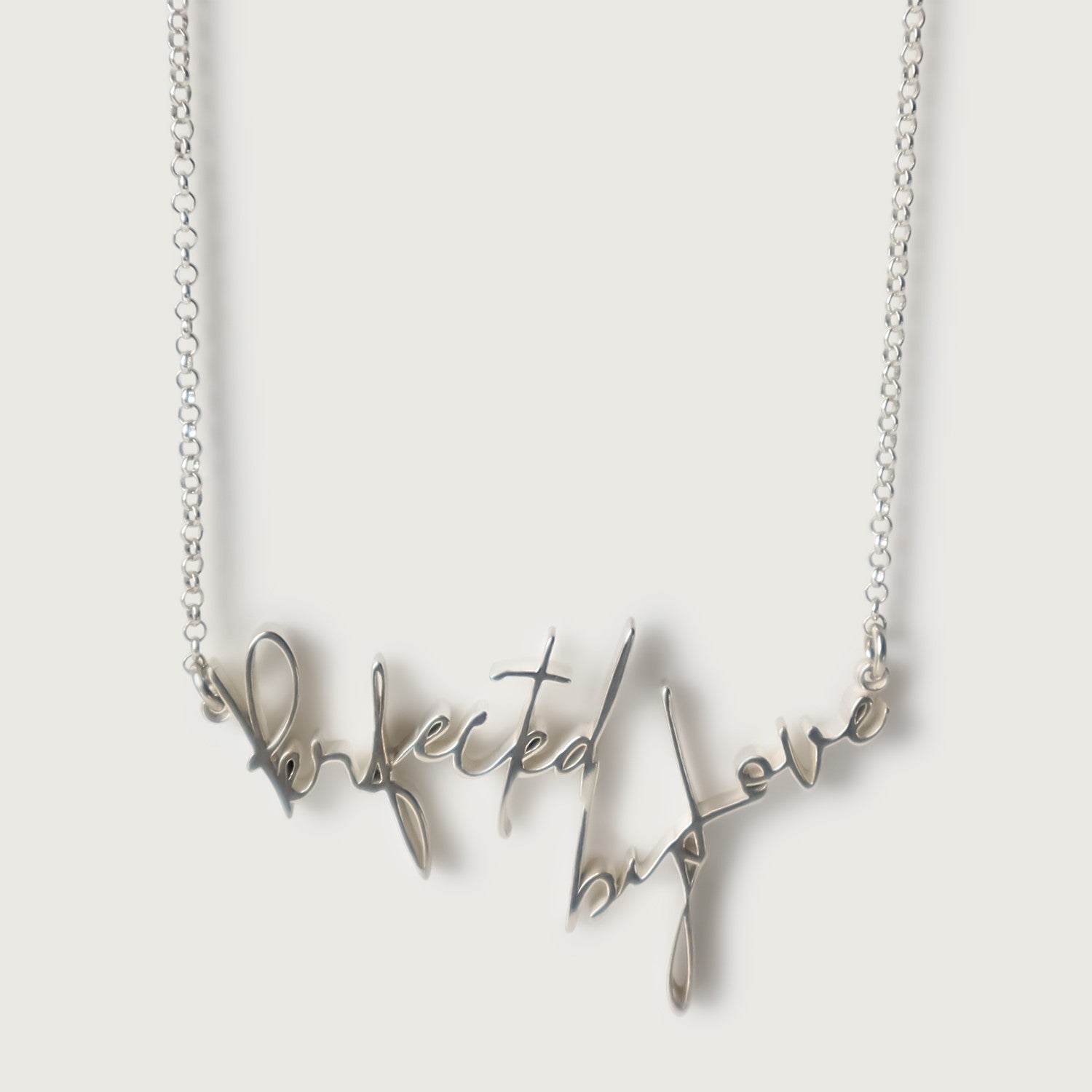 Sterling Silver Rachel's Worth Perfected by Love Affirmation Necklace