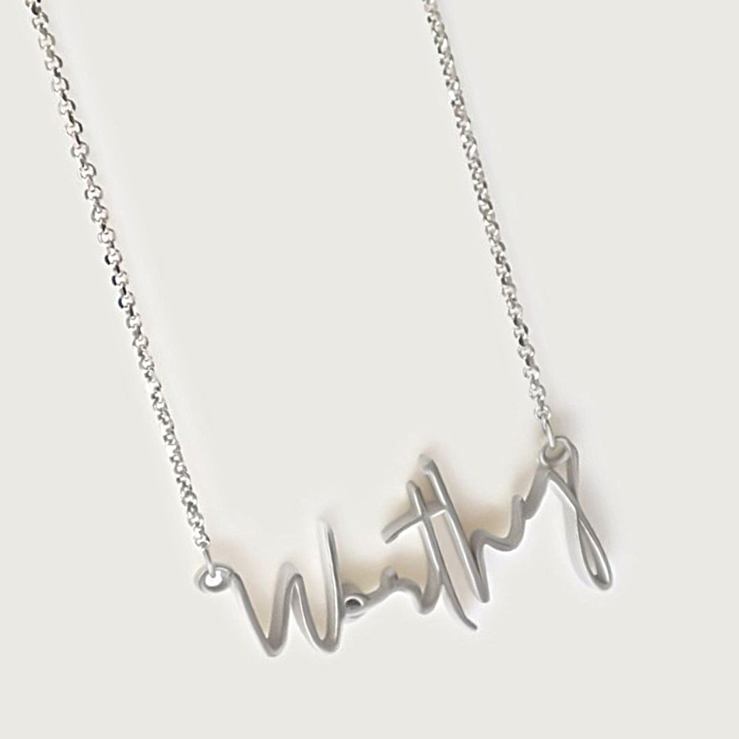 Sterling Silver Rachel's Worth Worthy Affirmation Necklace