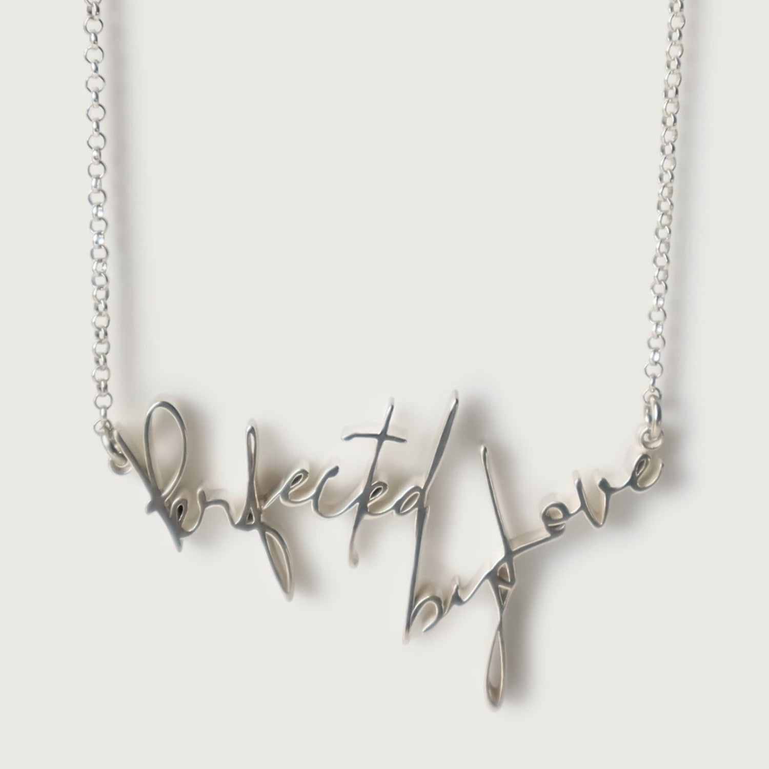 Sterling Silver Rachel's Worth Perfected by Love Affirmation Necklace
