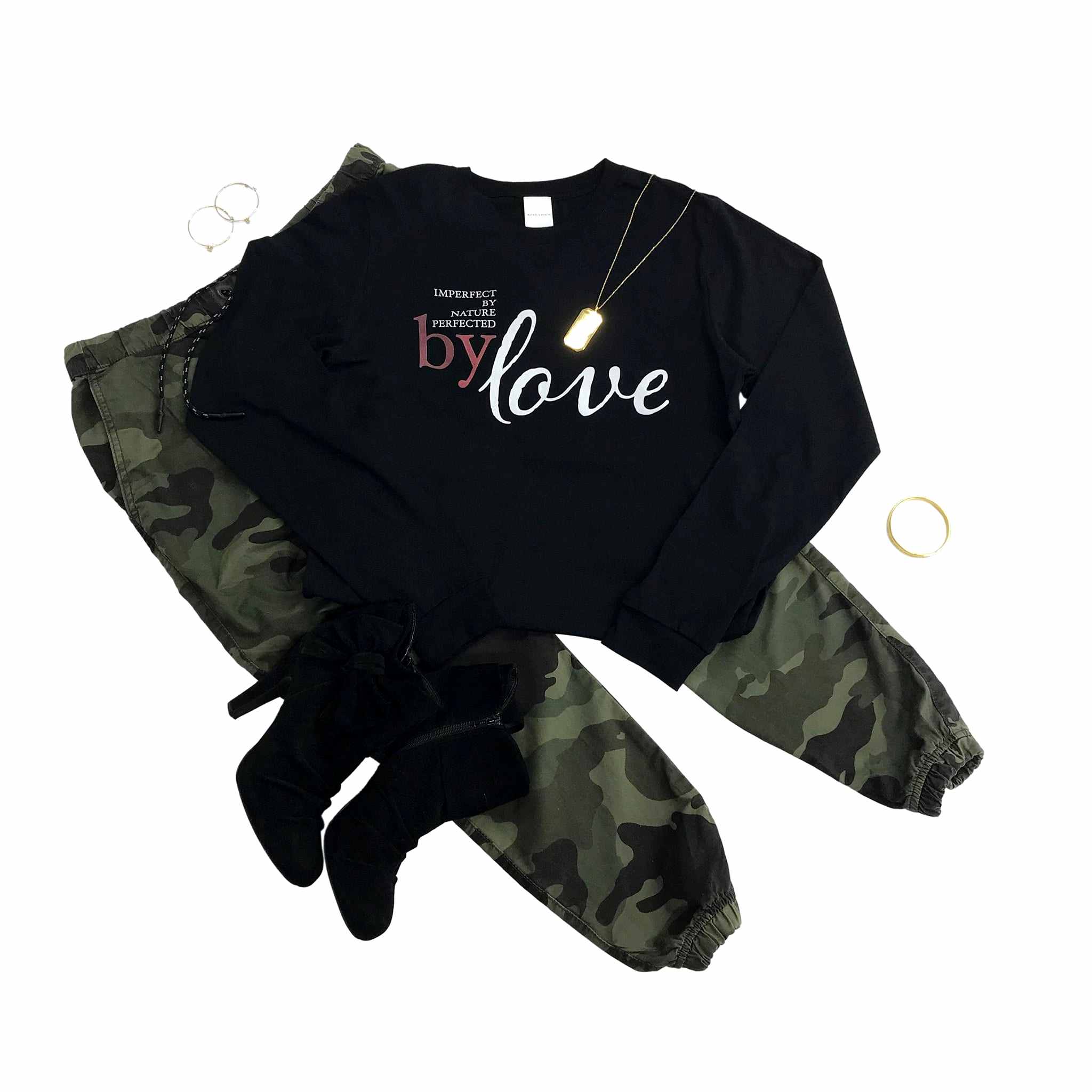 Black Perfected by Love Long Sleeve Shirt Style