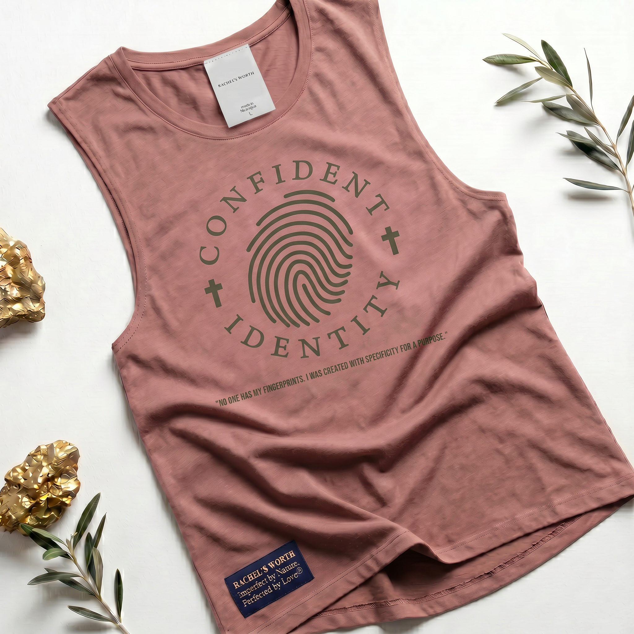 Christian women’s tank top featuring a confident faith-inspired message by Rachel’s Worth