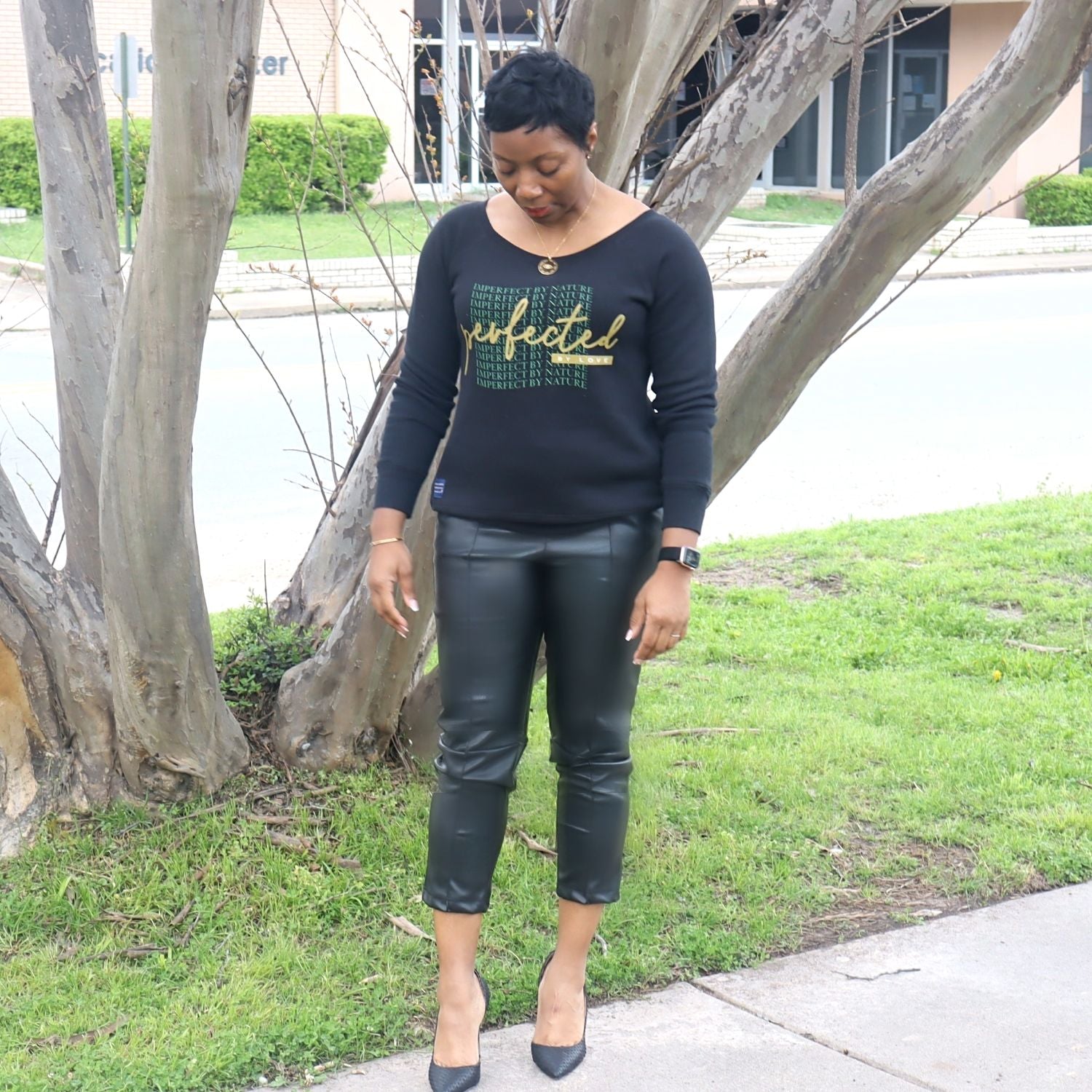 Imperfect by Nature, Perfected by Love Black Women's Sweater