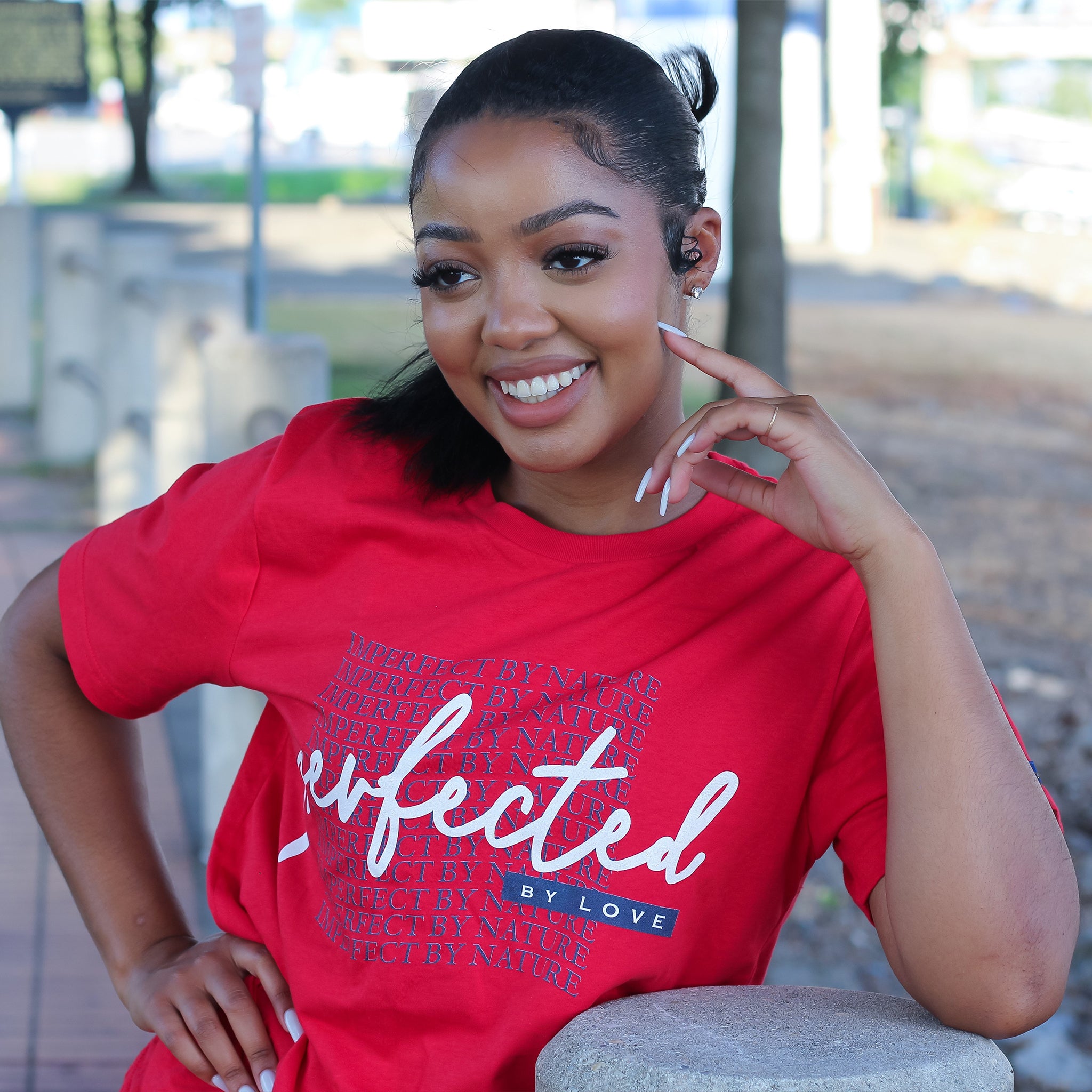 Imperfect by Nature, Perfected by Love Wave Women's Red Short Sleeve T-Shirt