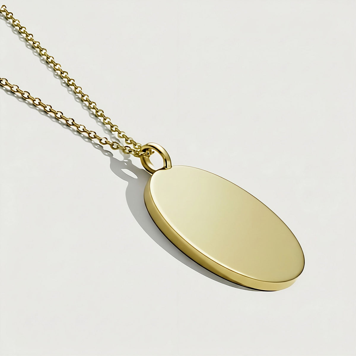 Back view of the Legacy Solid 14K Gold Coin Pendant Necklace showing its polished construction.