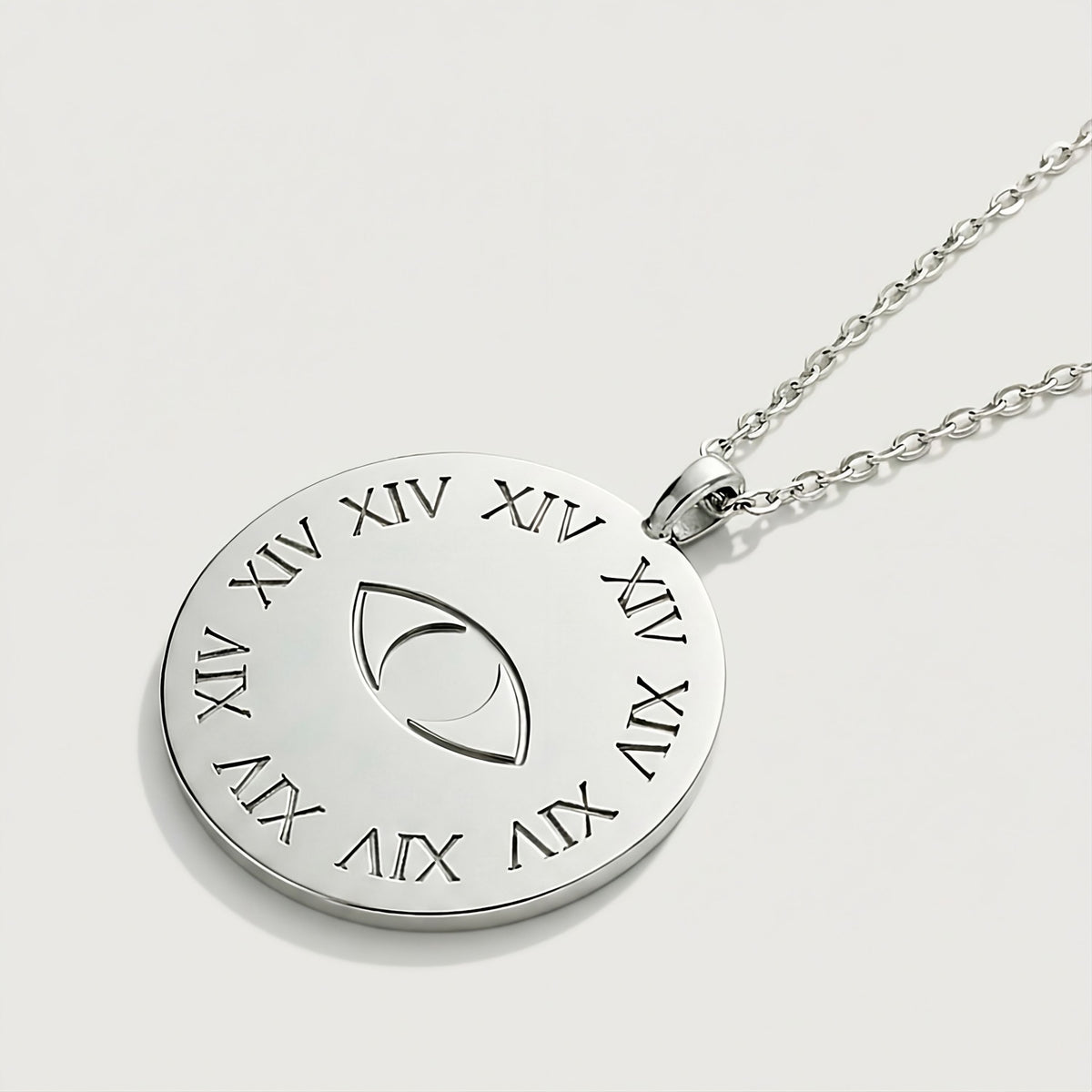 Front view of the Legacy Sterling Silver Coin Pendant Necklace with a refined polished silver finish.