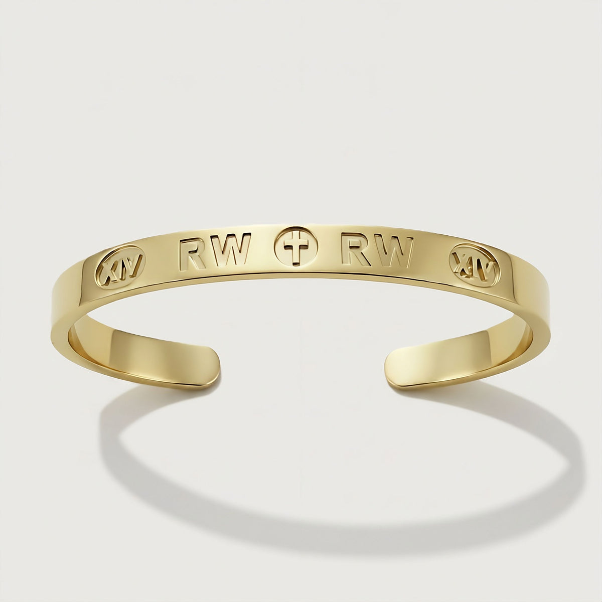 Front view of the Rachel's Worth Lineage Solid 14K Gold Cuff Bracelet with a timeless polished gold finish.