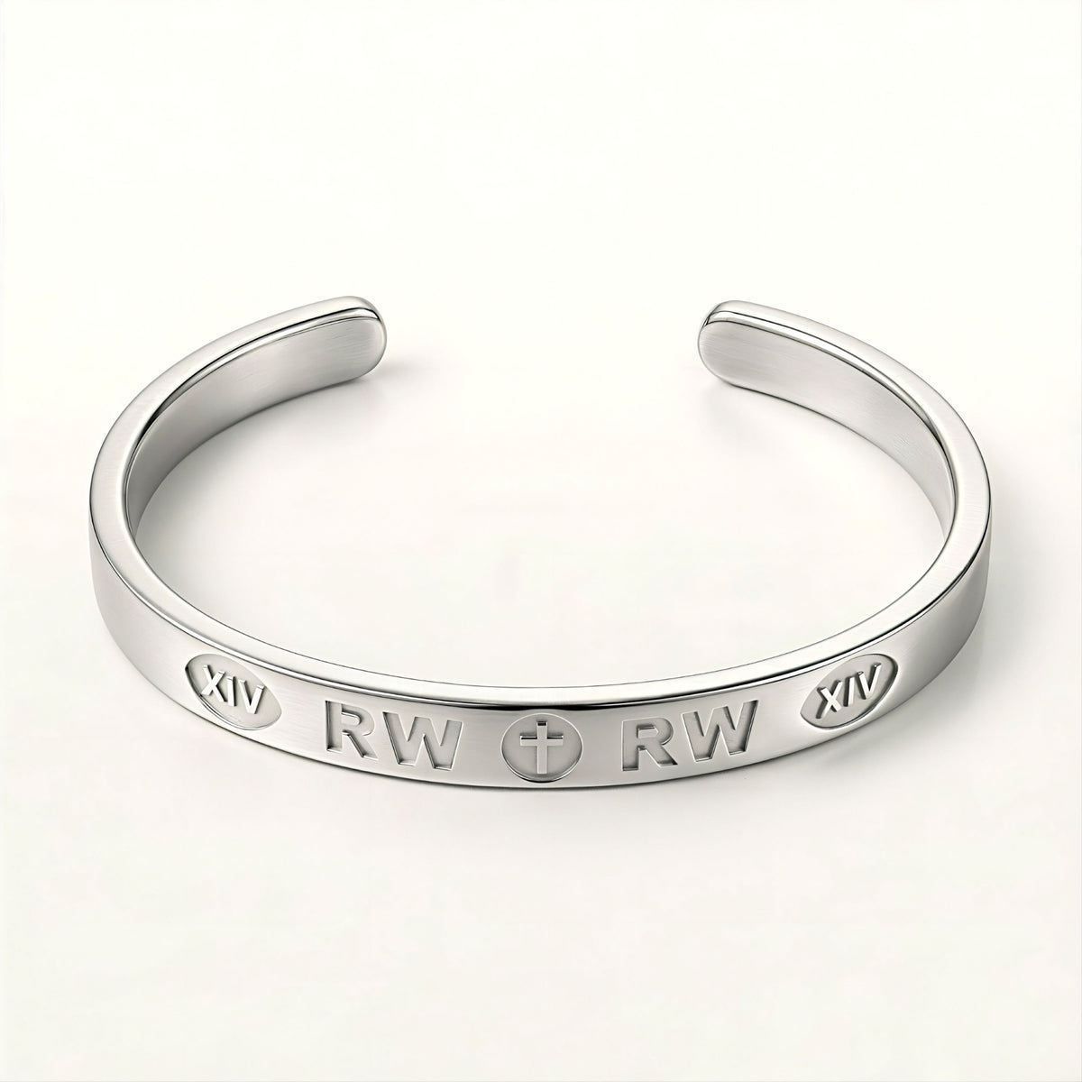 Close-up of the Rachel's Worth Lineage Sterling Silver Cuff Bracelet highlighting its clean, understated design.