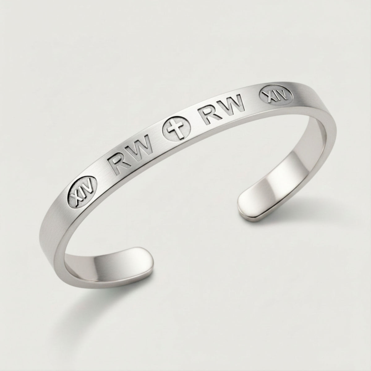 Front view of the Lineage Sterling Silver Cuff Bracelet with a refined polished silver finish.