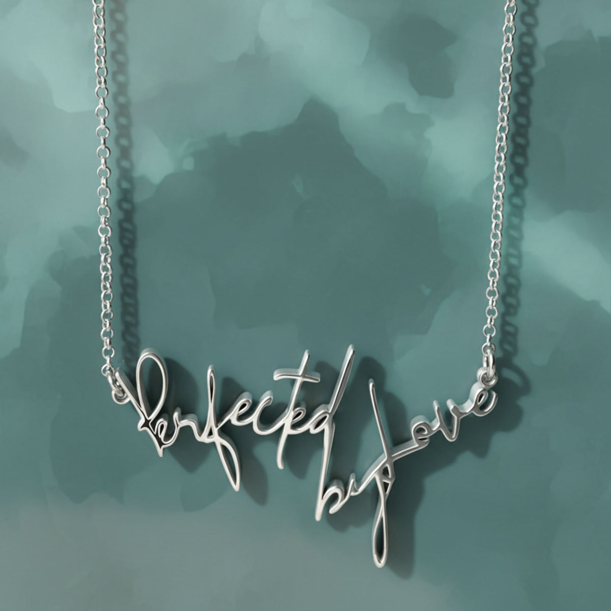 Rachel's Worth Perfected by Love Sterling Silver Affirmation Necklace inspired by God's transforming grace and love.