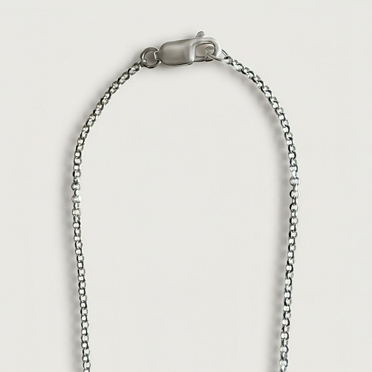 Chain and clasp detail of the Rachel's Worth Perfected by Love Sterling Silver Coin Pendant Necklace.