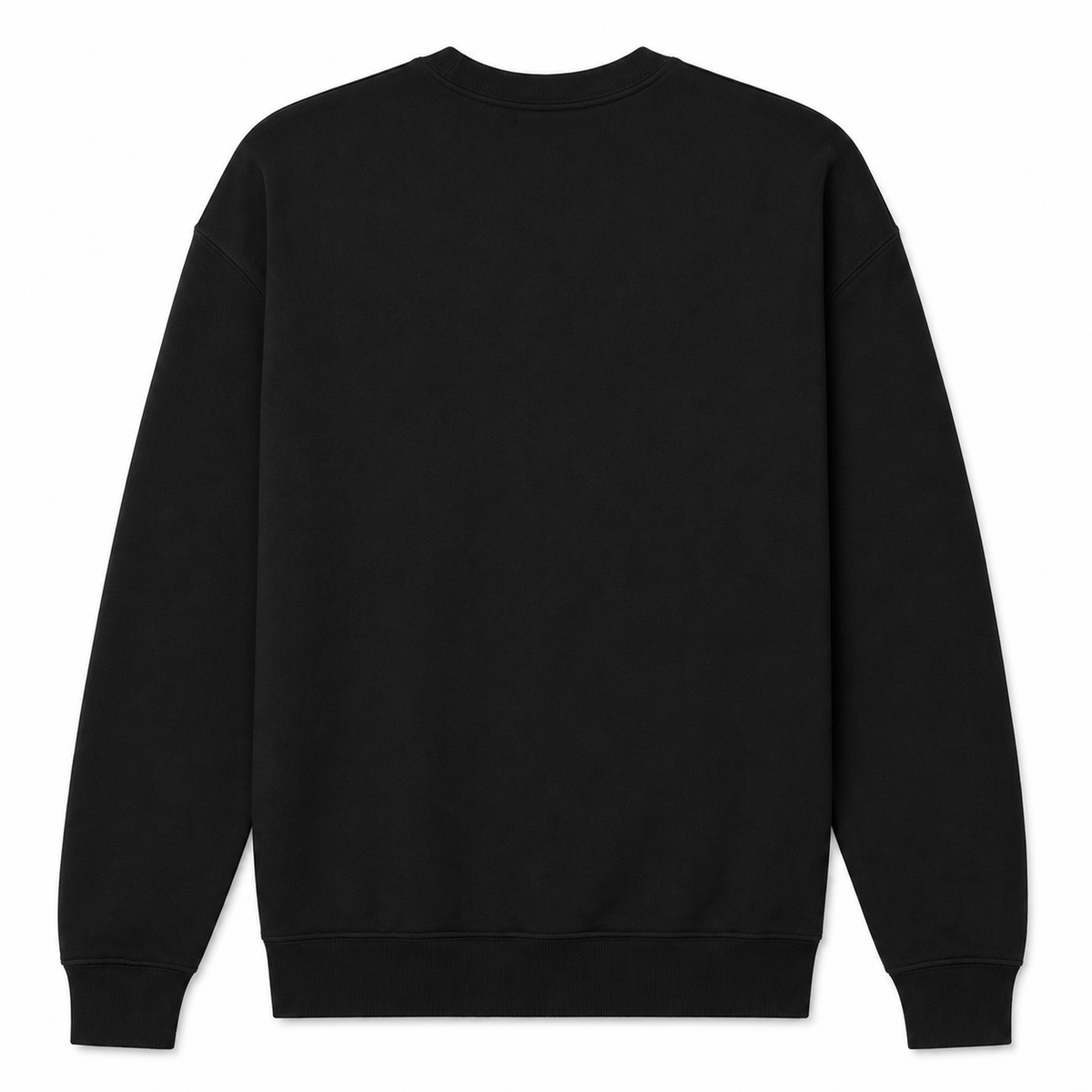 Back view of the Rachel's Worth True Currency women's black drop shoulder sweatshirt showing its relaxed silhouette.
