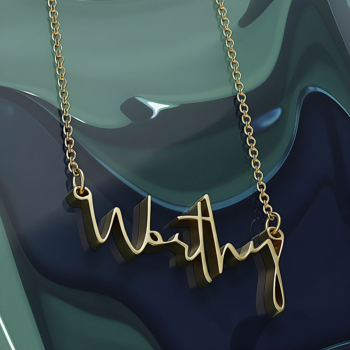 Rachel's Worth Worthy 18K Yellow Gold Vermeil Affirmation Necklace inspired by God-given worth, faith, and purpose.