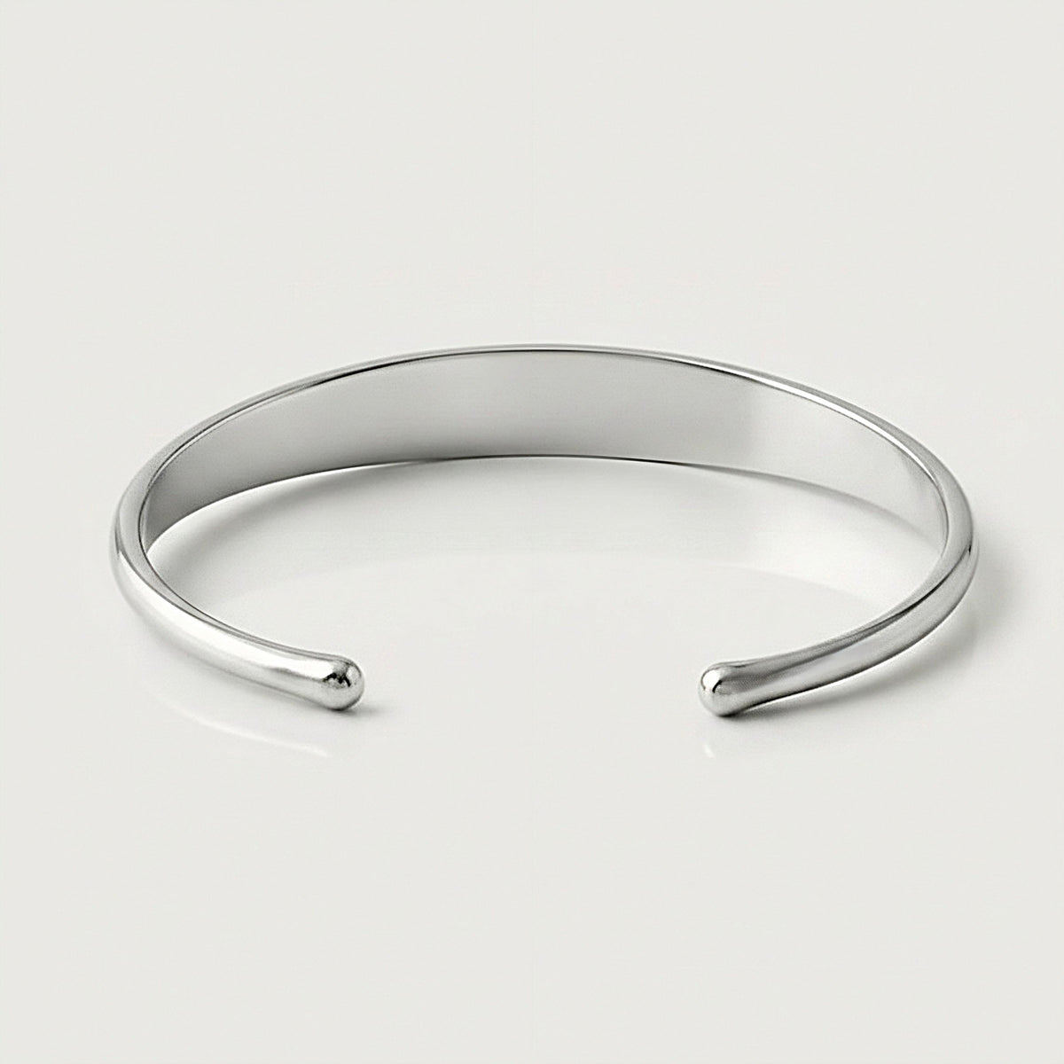 Interior view of the Rachel's Worth XIV Sterling Silver Cuff Bracelet showing its polished construction and 1.15-inch opening.