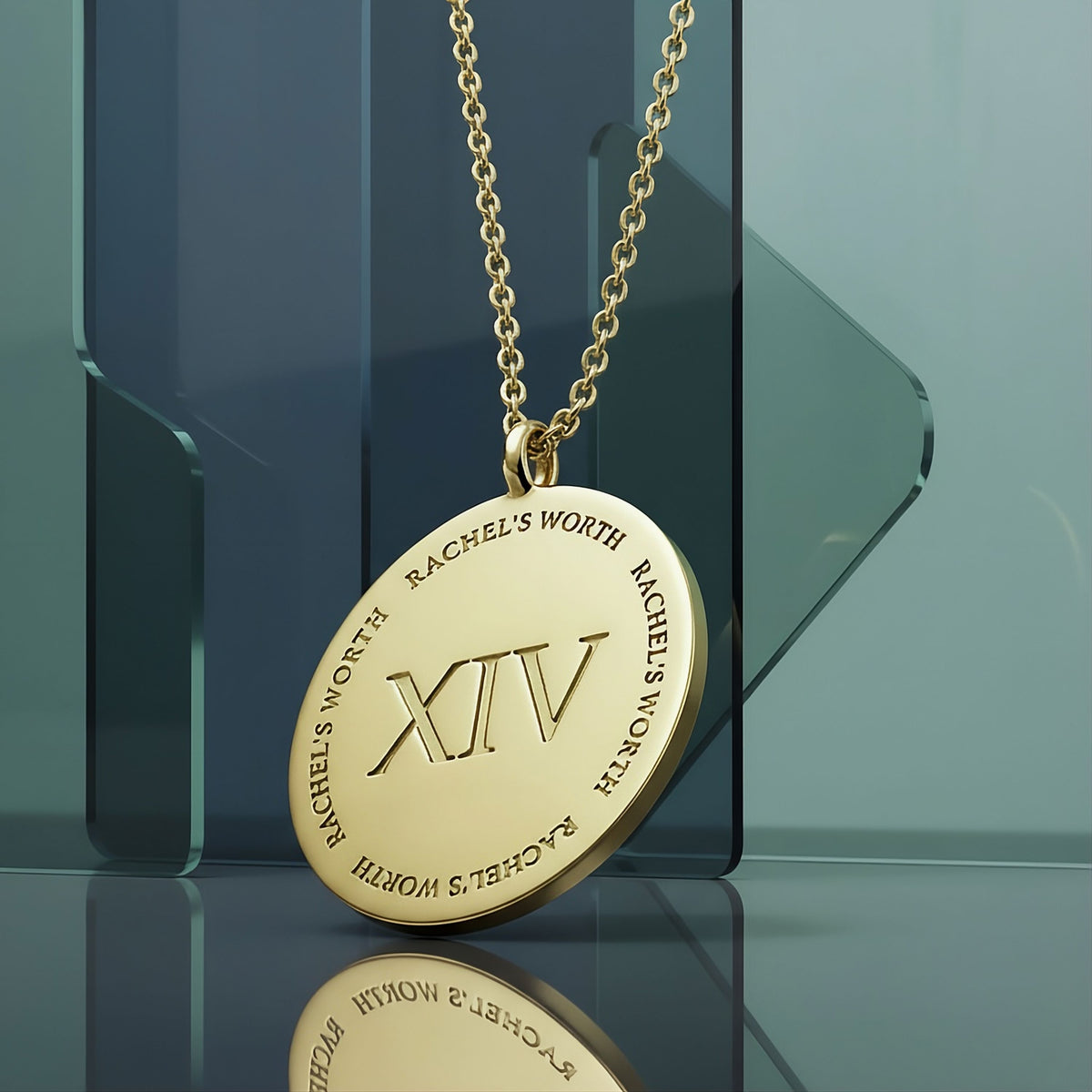 Rachel's Worth XIV Yellow Gold Vermeil Coin Pendant Necklace featuring a polished coin pendant inspired by faith and God's promises.
