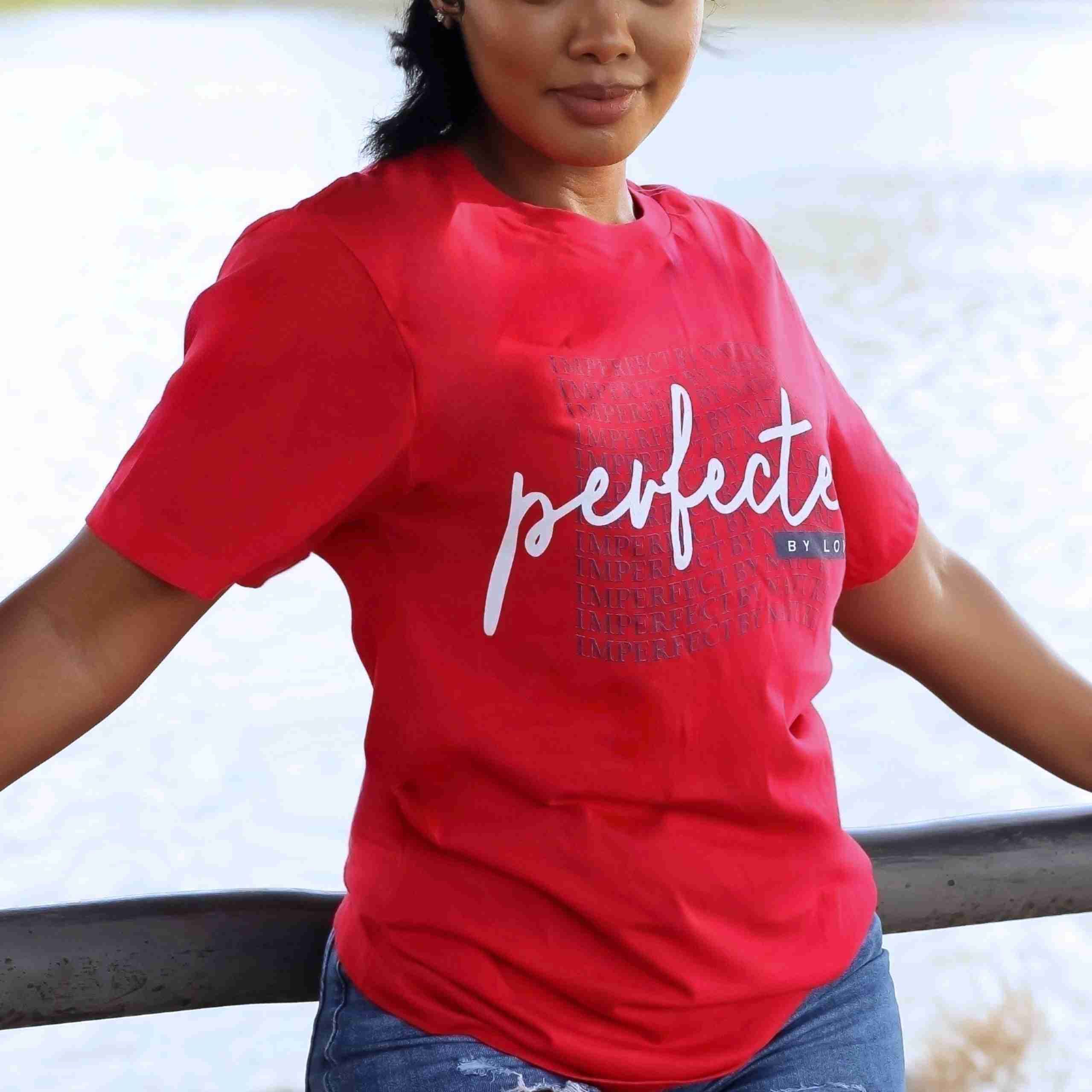 Red Short Sleeve Perfected by Love Tee Style