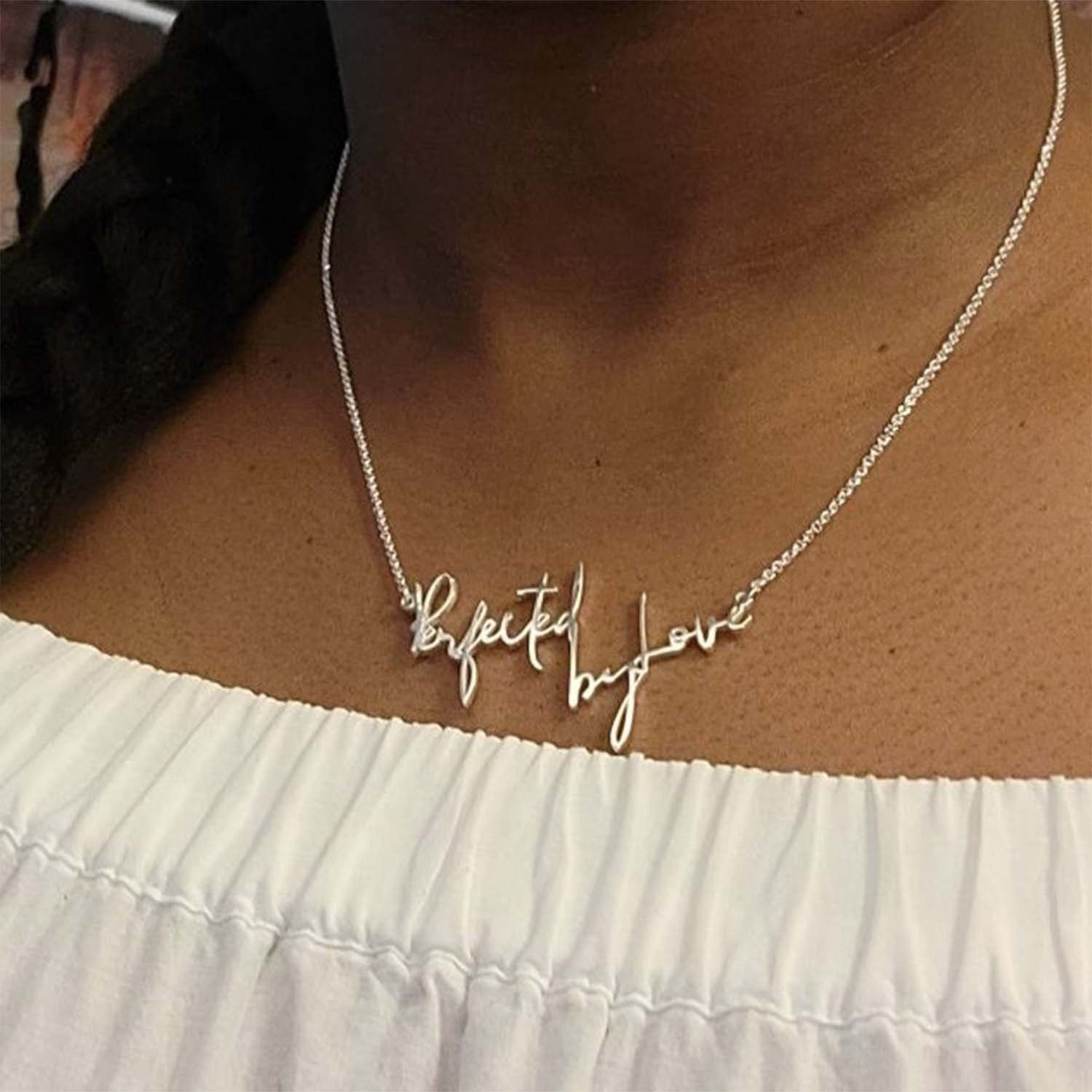 Perfected by Love Sterling Silver Affirmation Nameplate