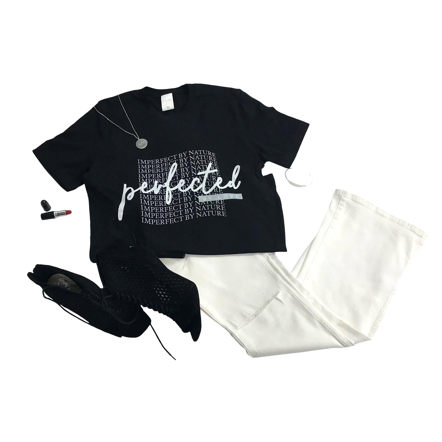 Style Perfected by Love Wave Short Black Tee